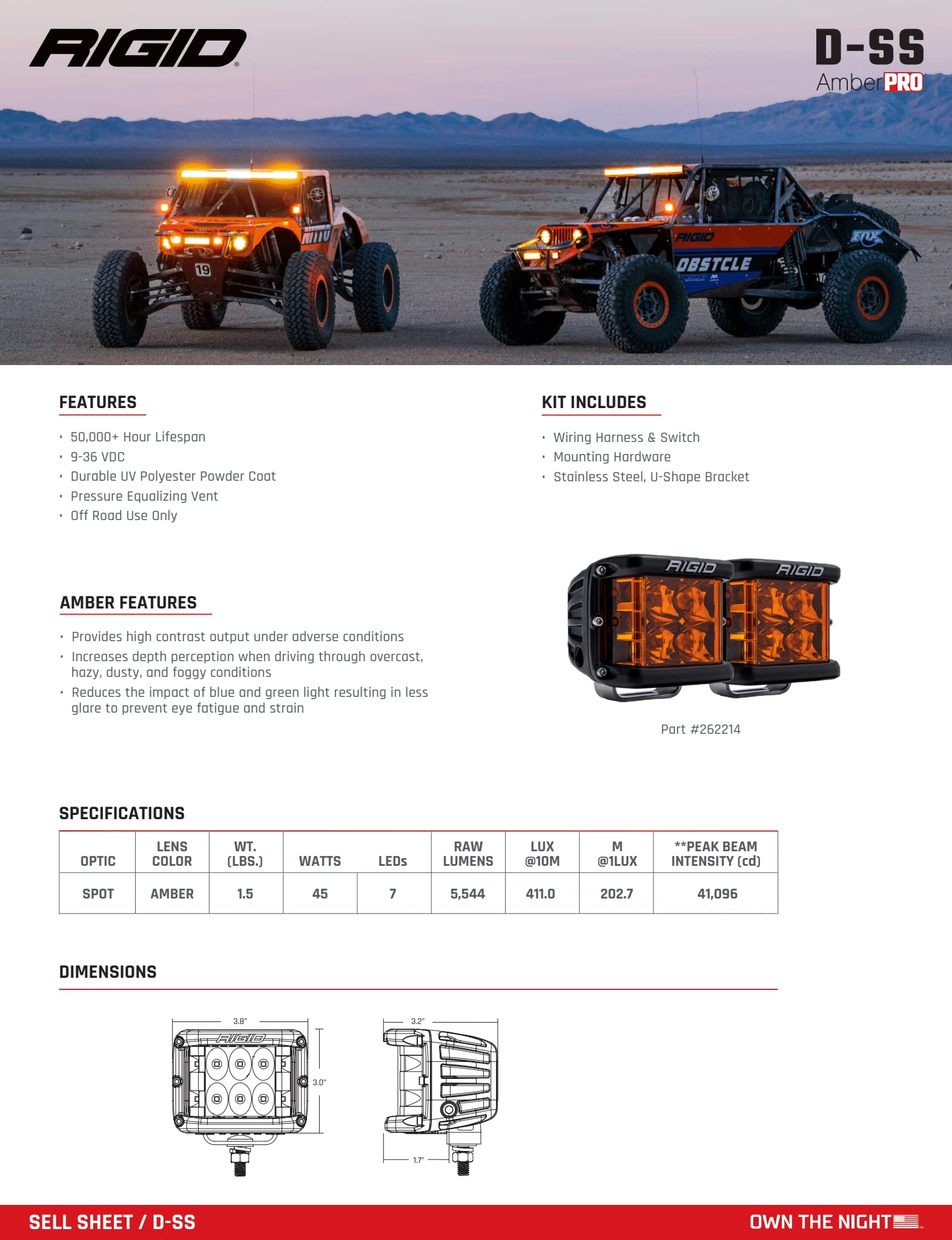 Amber-Cover RIGID INDUSTRIES 32189-D-SS_Angle