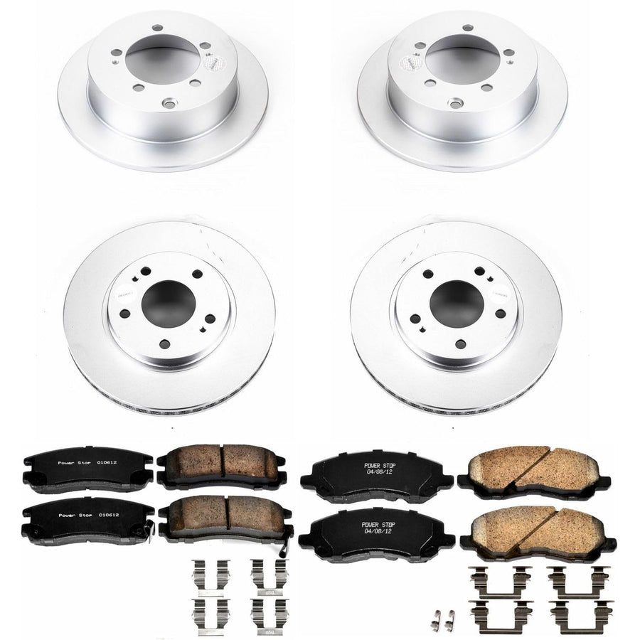 Power Stop CRK1683 Brake Rotor & Coated Ceramic Brake Pads- front & rear For Chrysler Sebring, Dodge Stratus, Mitsubishi Eclipse, Mitsubishi Galant [Model Specific]
