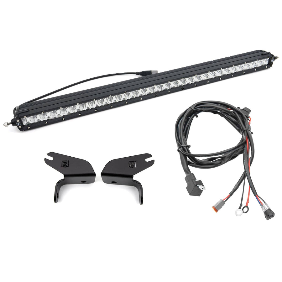 ZROADZ Top Front Bumper LED Kit, Black, Mild Steel, Bolt-on, no drilling required, Includes (1) 30 Inch LED Straight Single Row Light Bar and Universal Wiring Harness