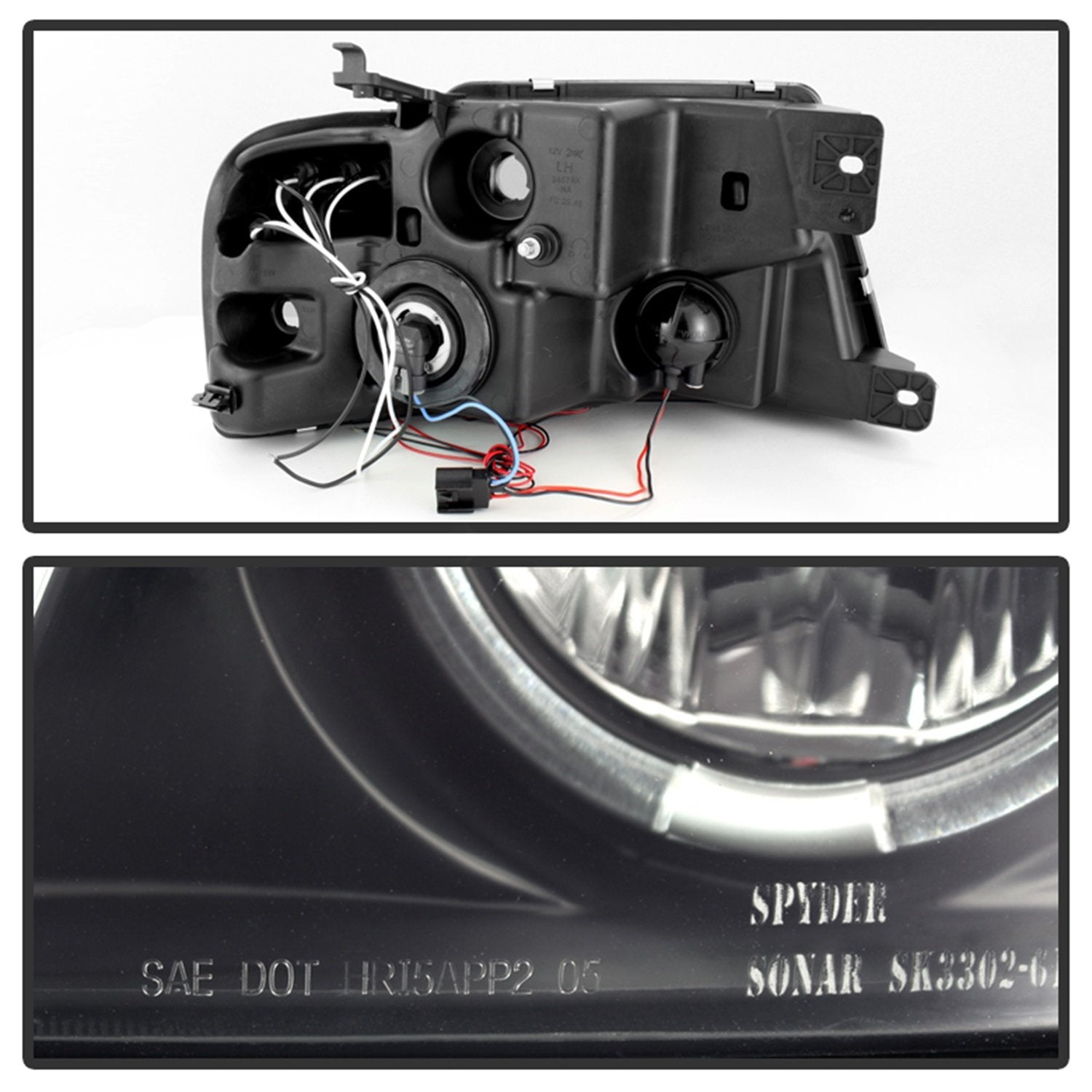 Ford F150 04-08 Spyder 5078421 Projector Headlights - Version 2 - LED Halo - LED (Replaceable LEDs) - Black Smoke - High H1 - Low 9006