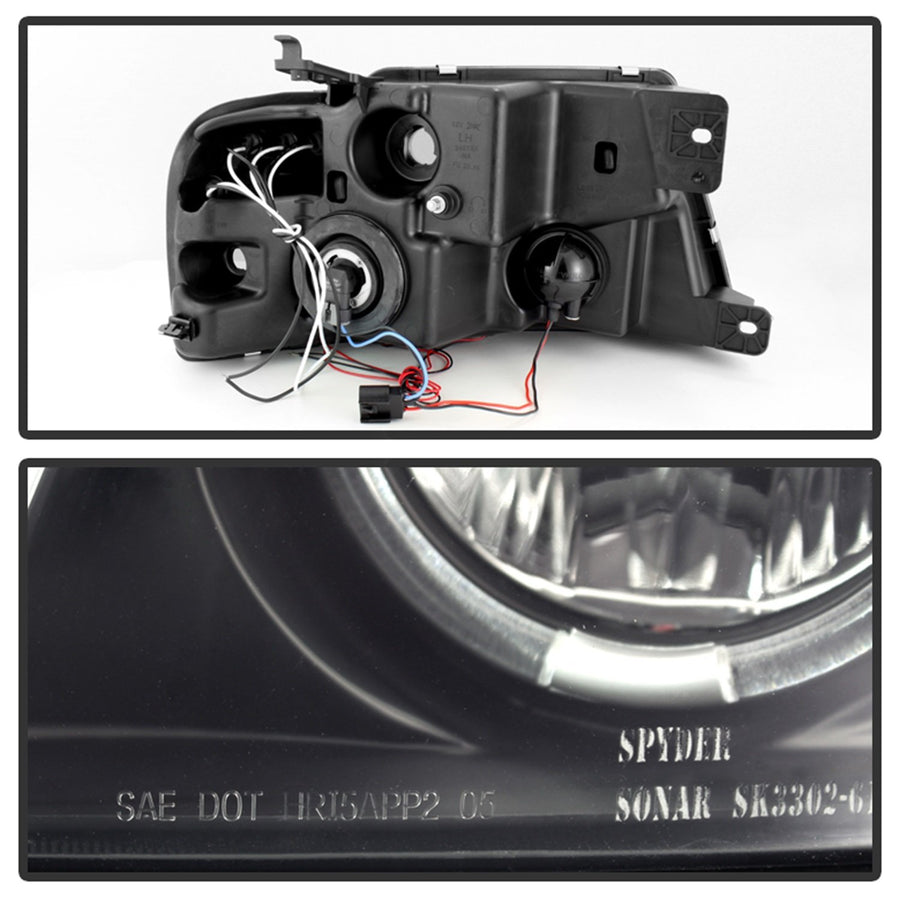 Ford F150 04-08 Spyder 5078421 Projector Headlights - Version 2 - LED Halo - LED (Replaceable LEDs) - Black Smoke - High H1 - Low 9006
