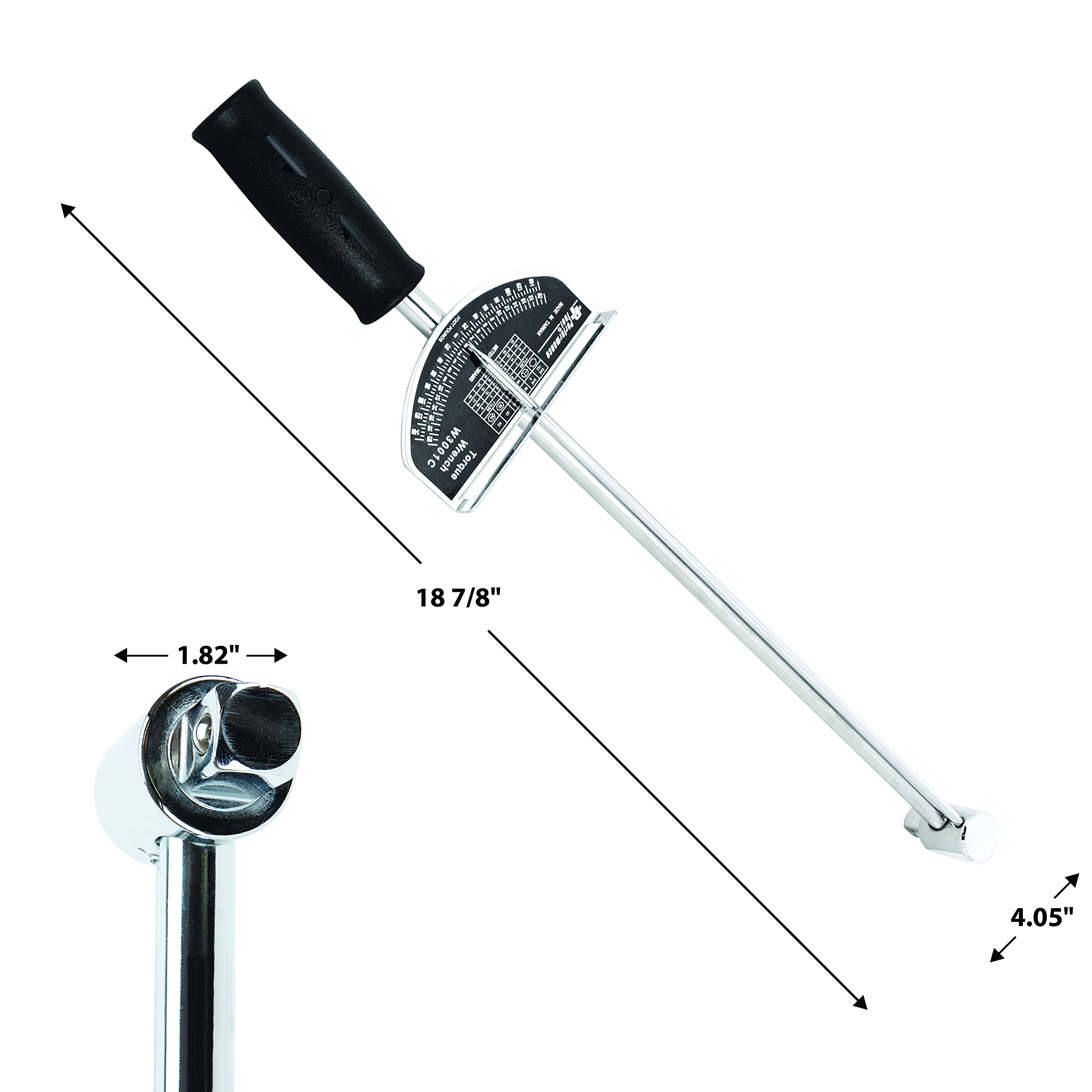W3001C Performance Tool 1/2-Inch Beam Style Torque Wrench (0-150 ft/lb) With Clockwise or Counterclockwise Capabilities