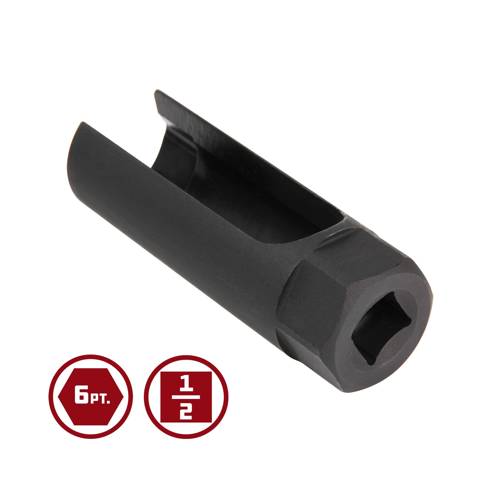 1/2-Inch Drive Powerbuilt x 7/8-Inch (22mm) Oxygen Sensor Socket, 6 Point O2 Sensor Remover Tool with Side Wire Gate, Chrome-Vanadium Steel made - 648442