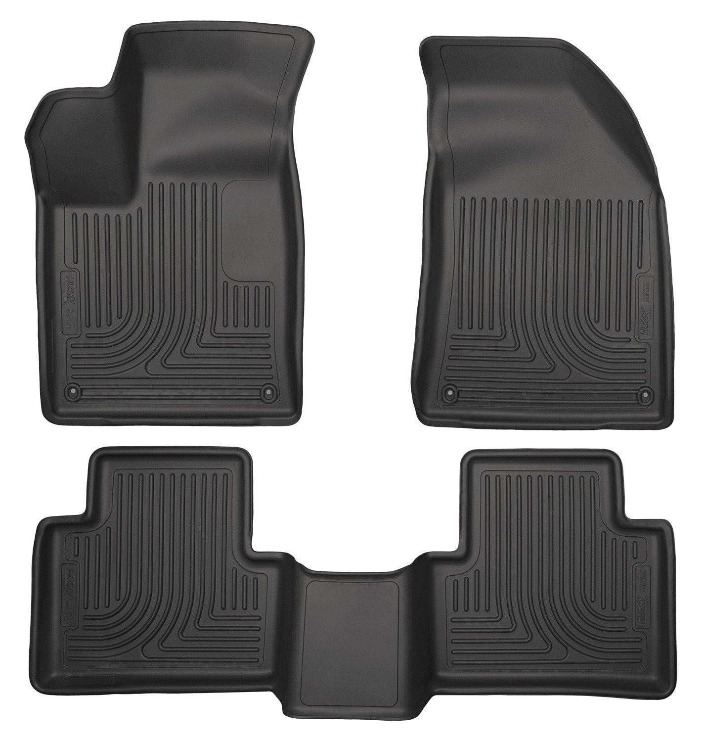 Weatherbeater Husky Liners Floor Mats | Fits 2015-2016 Chrysler 200 | Front & 2nd Row, 3-pc Black - 99071