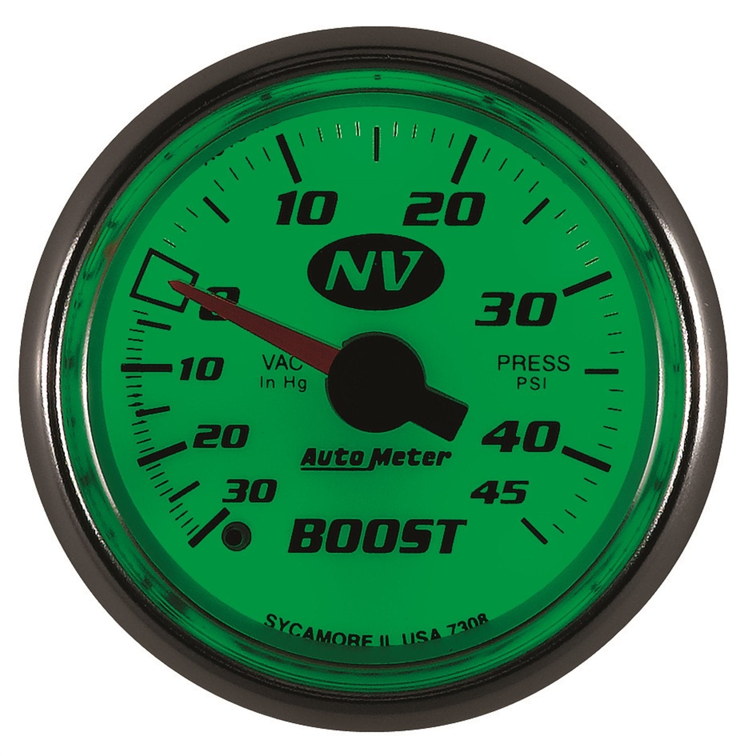 Auto Meter NV 7308 2-1/16" 30 in. Hg/45 PSI Mechanical Vacuum/Boost Gauge