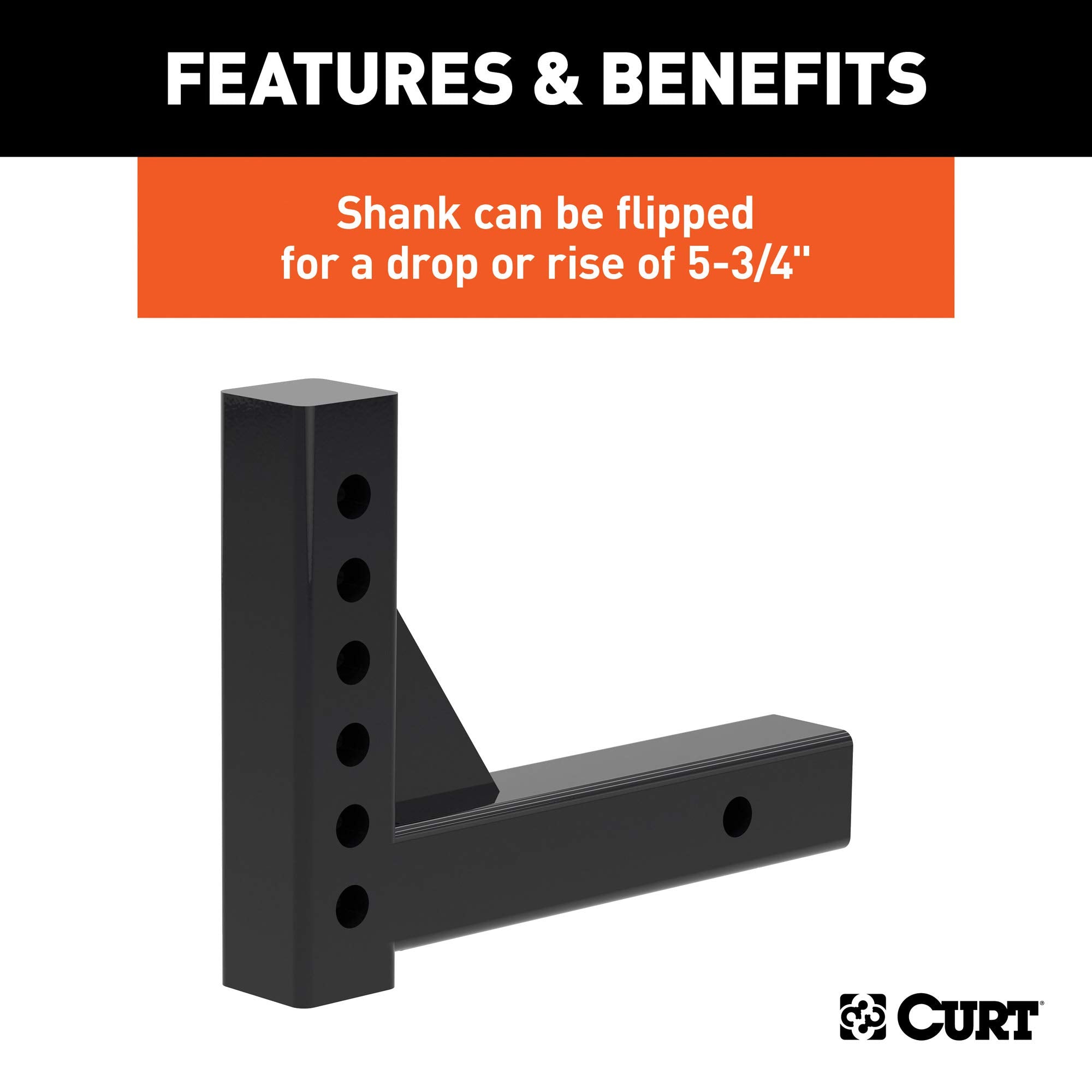 CURT Replacement Shank for Adjustable Trailer Hitch Ball Mount #45799 or #45049, Fits 2-Inch Receiver 45059