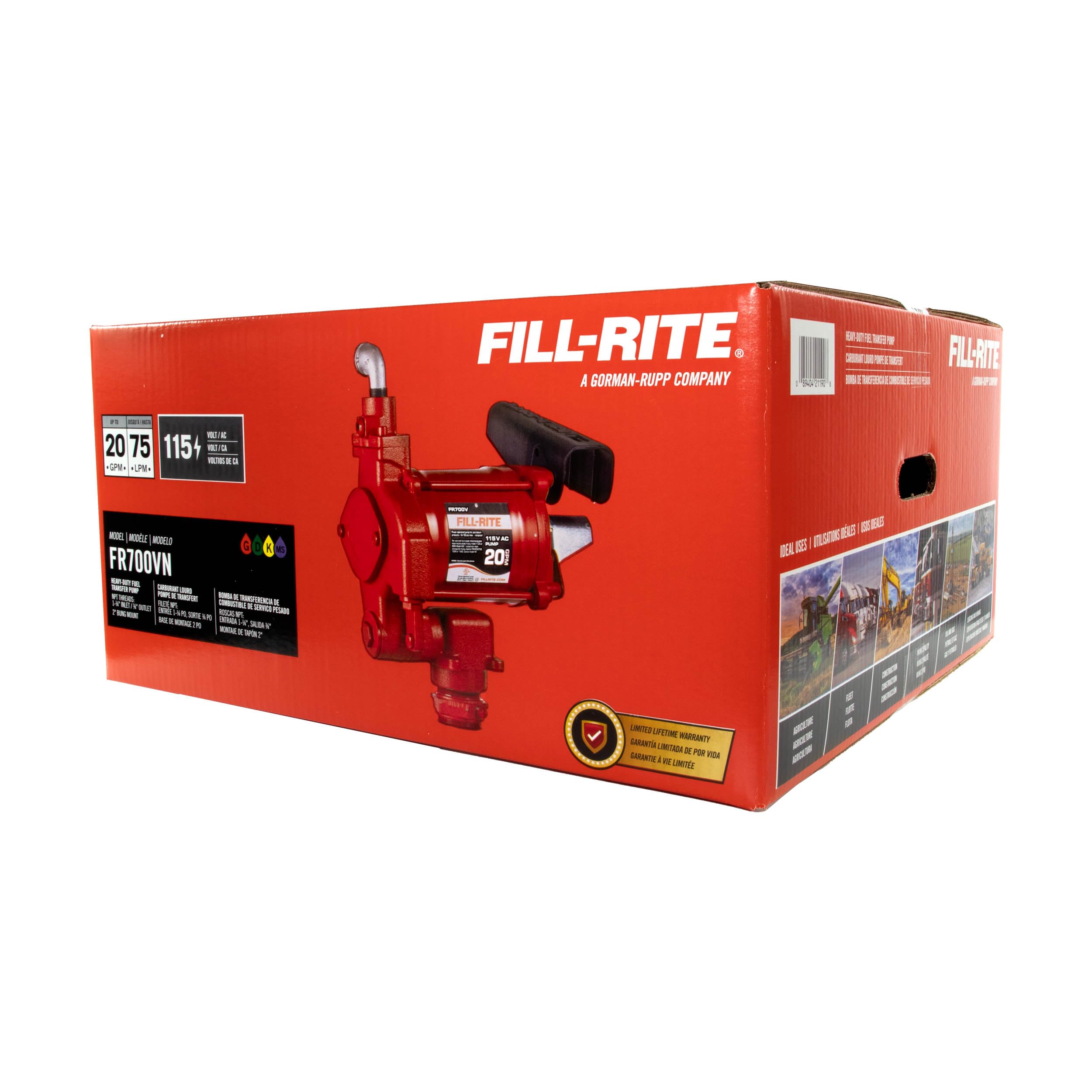 Fill-Rite 115V FR700VN 20 GPM Fuel Transfer Pump (Pump Only Model) | For Gasoline, Diesel, Kerosene, Ethanol Blends, Methanol Blends & Biodiesel up to B20