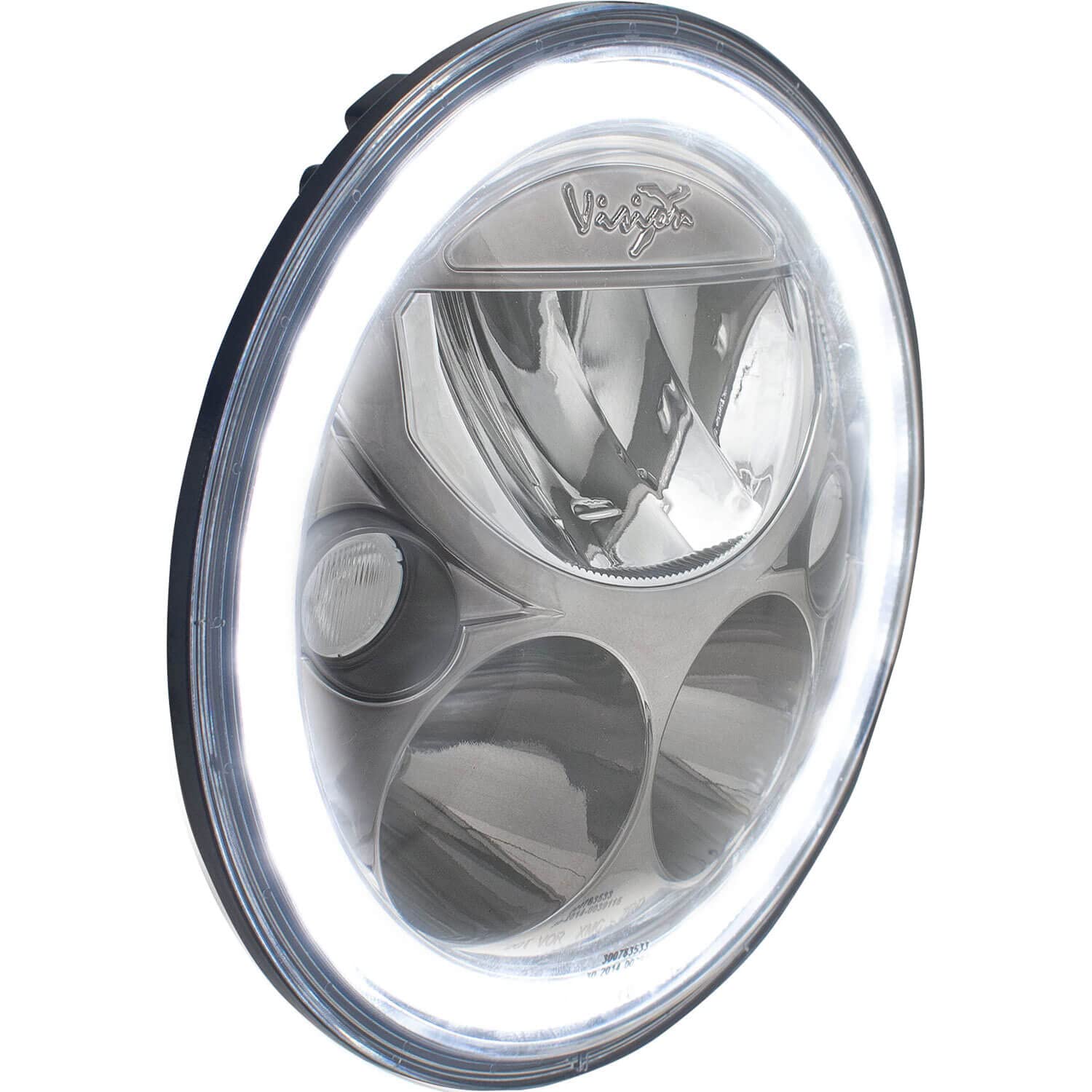 7" Round Vision X Lighting (XIL-7RDB) VX LED Headlight w/Low-High-Halo, Single Light, Black Chrome Face