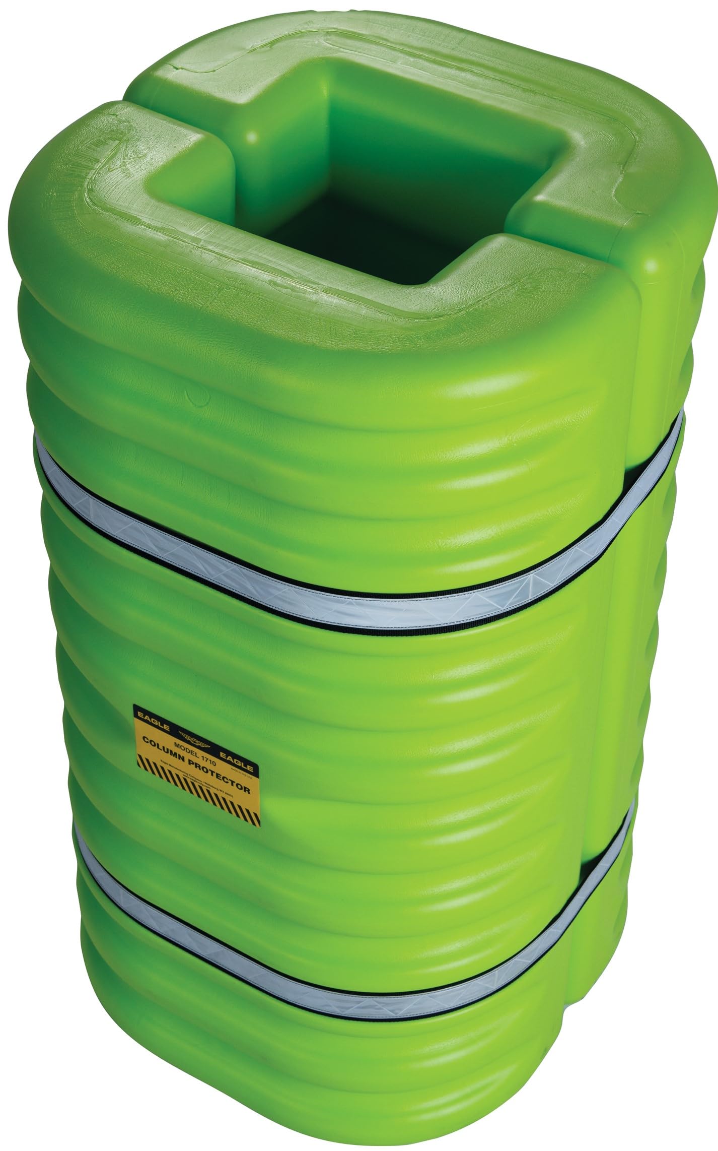 Plastic Eagle Column Protector for 12" Square Column with Interlocking Halves and Easy-Install Straps, 24" x 24" x 42", High-Density Polyethylene (HDPE), Made in The USA, Green, 1712LM