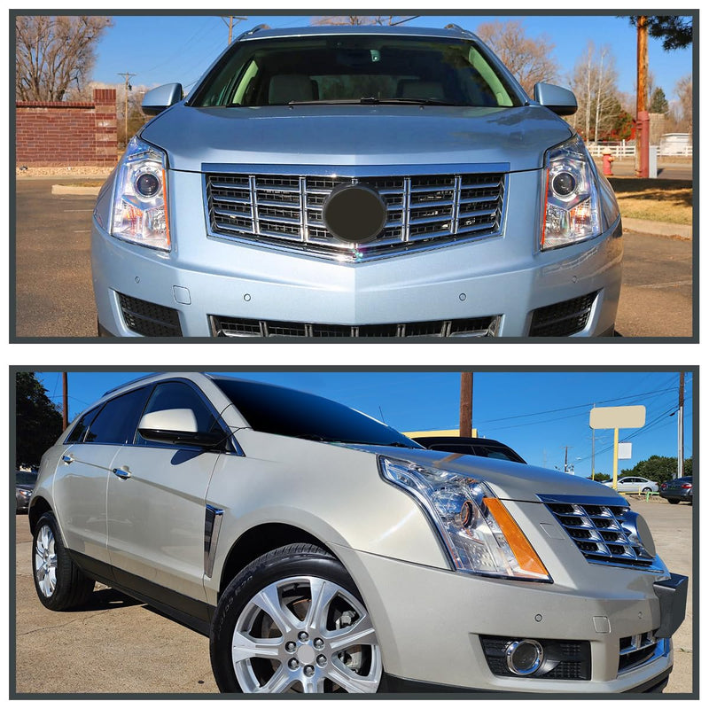 Chrome Projector Headlights SPEC-D TUNING Compatible with 2010-2016 Cadillac SRX, Left + Right Head Lamps Assembly
