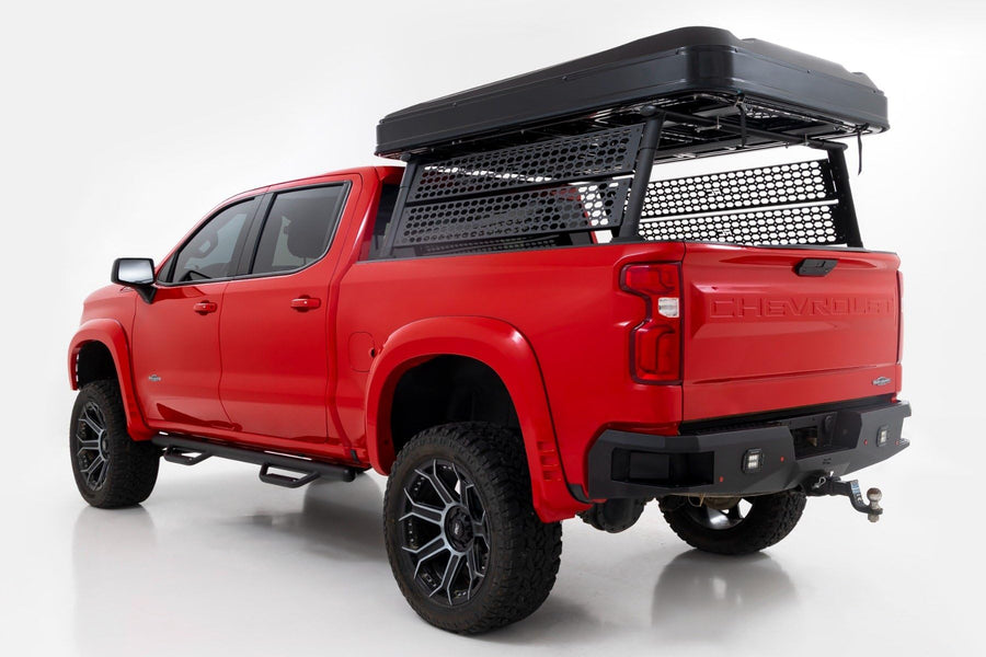 Rough Country Bed Rack Full-Height for Chevy Silverado 1500 (2019–2026 & Refresh) 5'8" Short Bed - Modular Aluminum Truck Rack for Cargo Racks, Rooftop Tents, Ladders & Overland Gear
