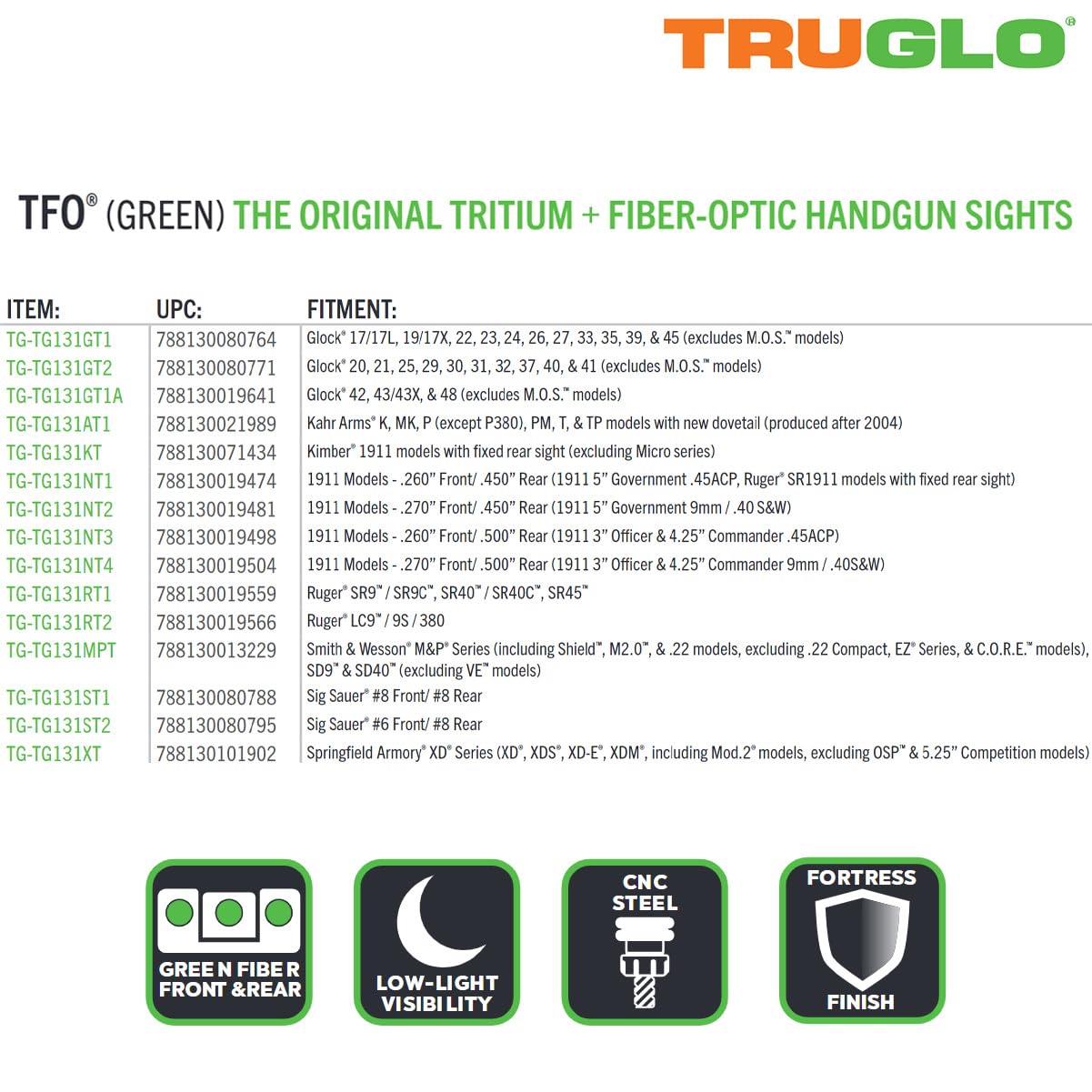 TFO Handgun Sight Set TRUGLO - Sig #6/#8