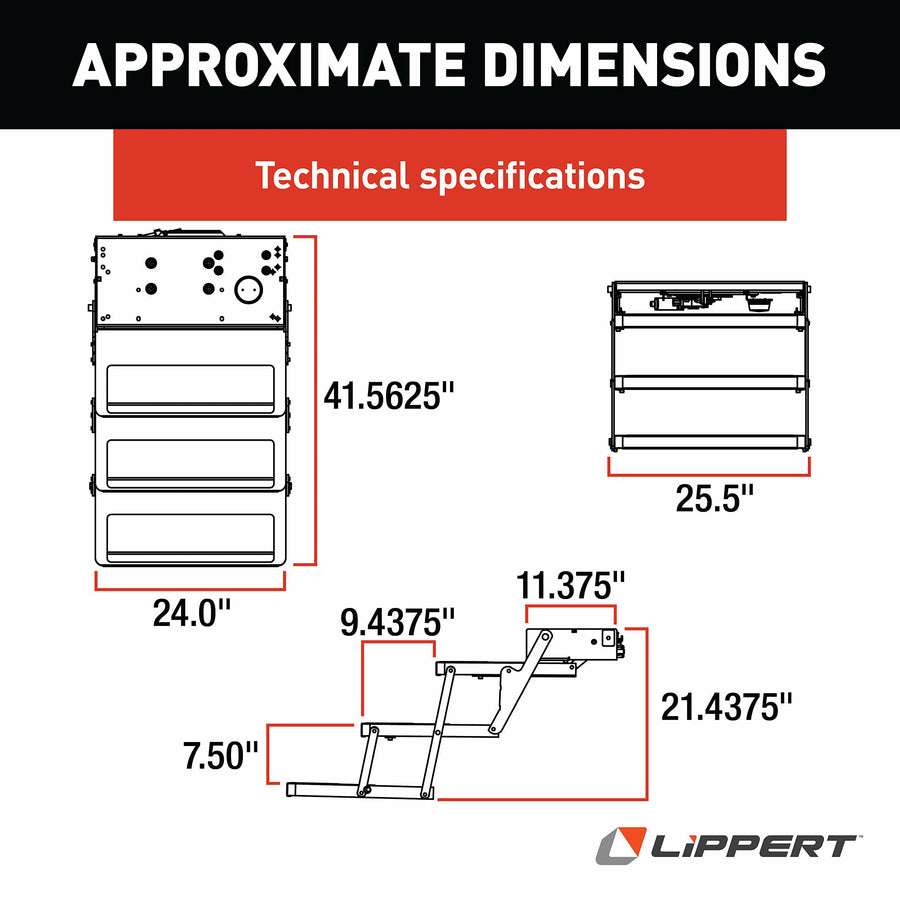 25 Series Kwikee 365837 Step Assembly with Logic Control Unit and No Switch Kit (8" Rise)