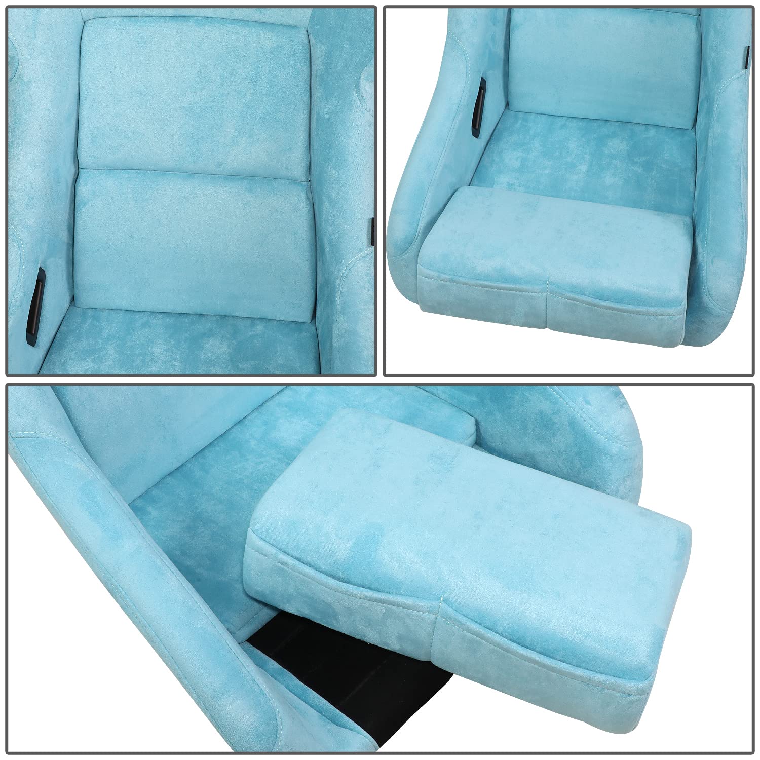 NRG Innovations Prisma NRG-FRP-302TEAL-ULTRA Fixed Back Bucket Racing Seat with Bottom Mount Bracket, Teal Colored Seat/Gold Flake Back, 24" W X 36" H X 18" D
