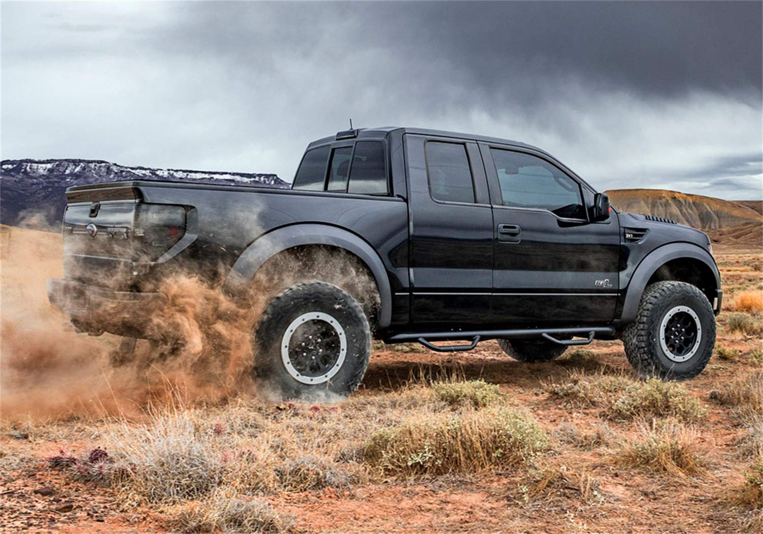 N-Fab Steps Nerf | Gloss Black, Cab Length | D0973QC | Fits 2009-2015.5 Dodge RAM 1500 Quad Cab All Beds, SRW Gas
