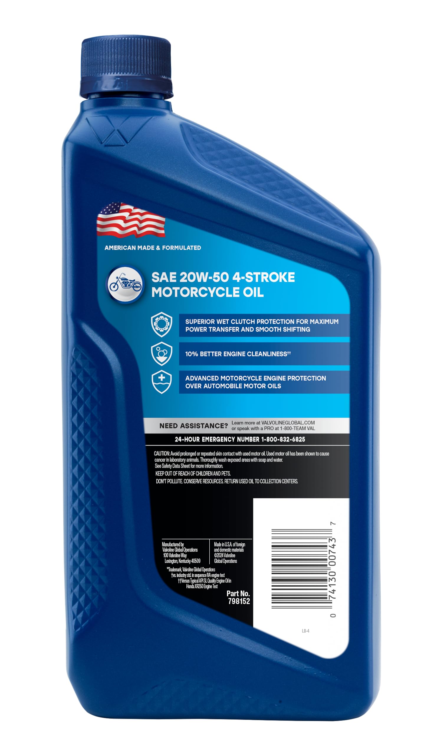 20W-50 Valvoline 4-Stroke Motorcycle Motor Oil 1 Quart