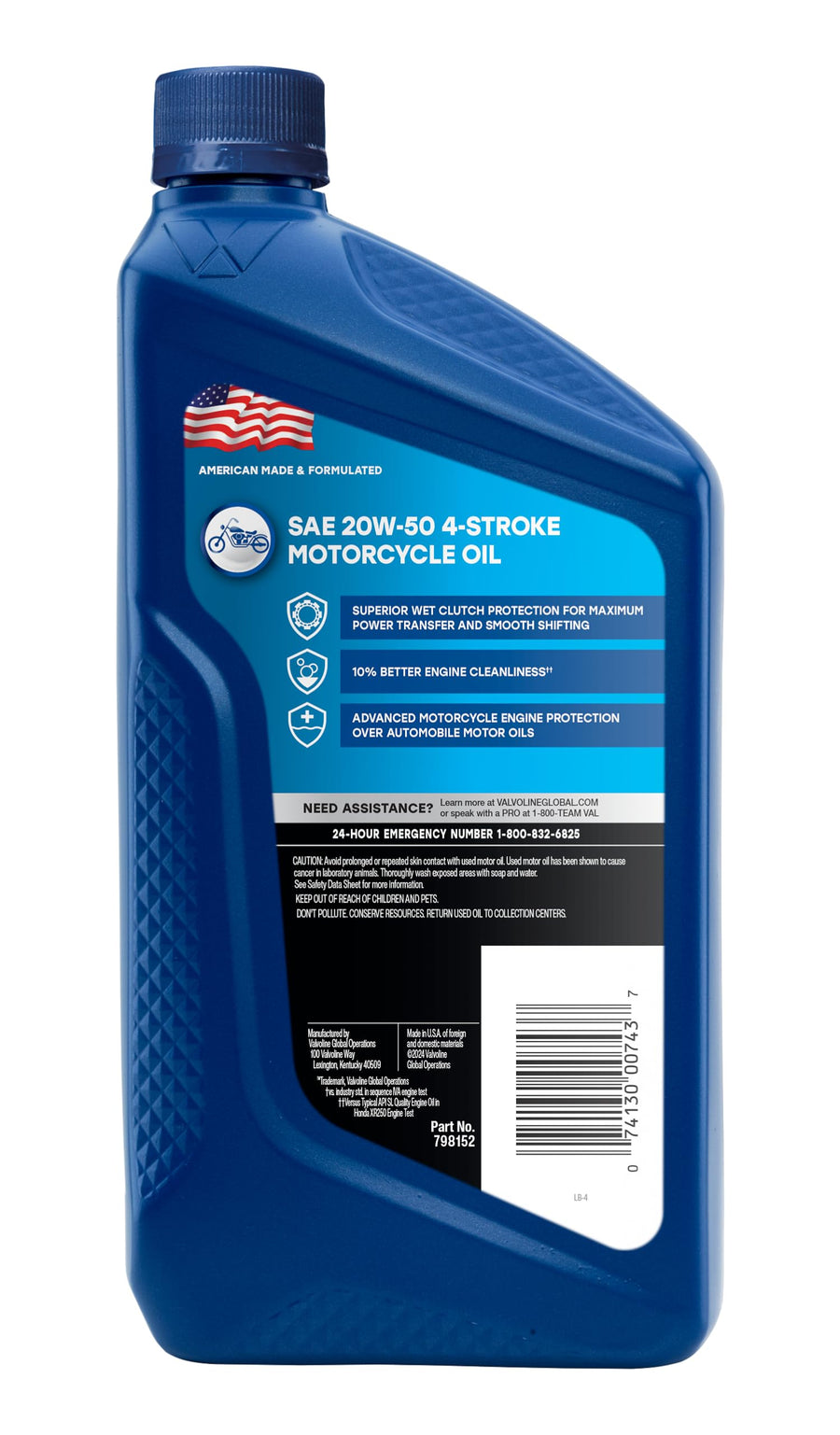 20W-50 Valvoline 4-Stroke Motorcycle Motor Oil 1 Quart