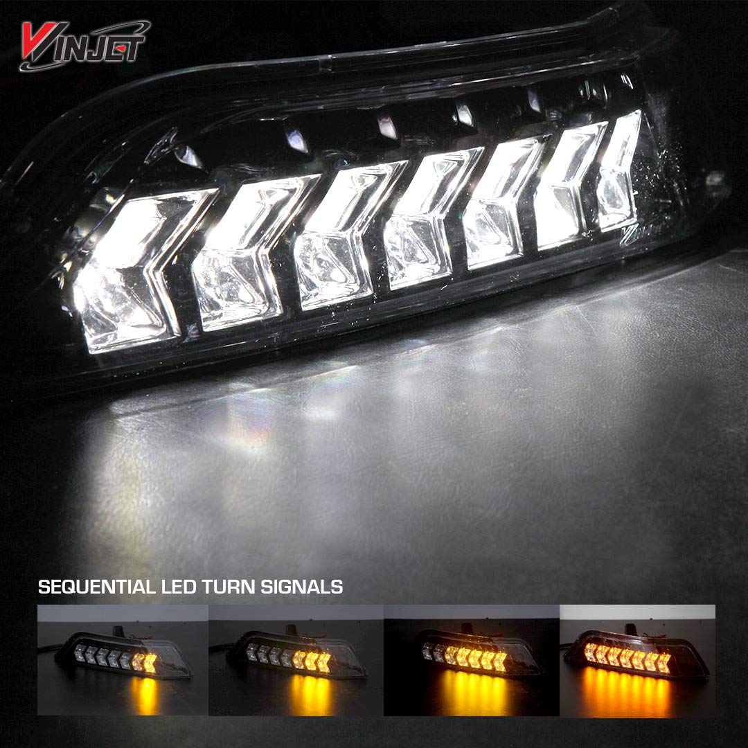 Amber LED Sequential Turn Signals Winjet Compatible with 2015 2016 2017 Ford Mustang Coupe & Convertible, Black Housing Clear Lens Sequential Turn Signals Fit For 2015-2017 Ford Shelby GT350