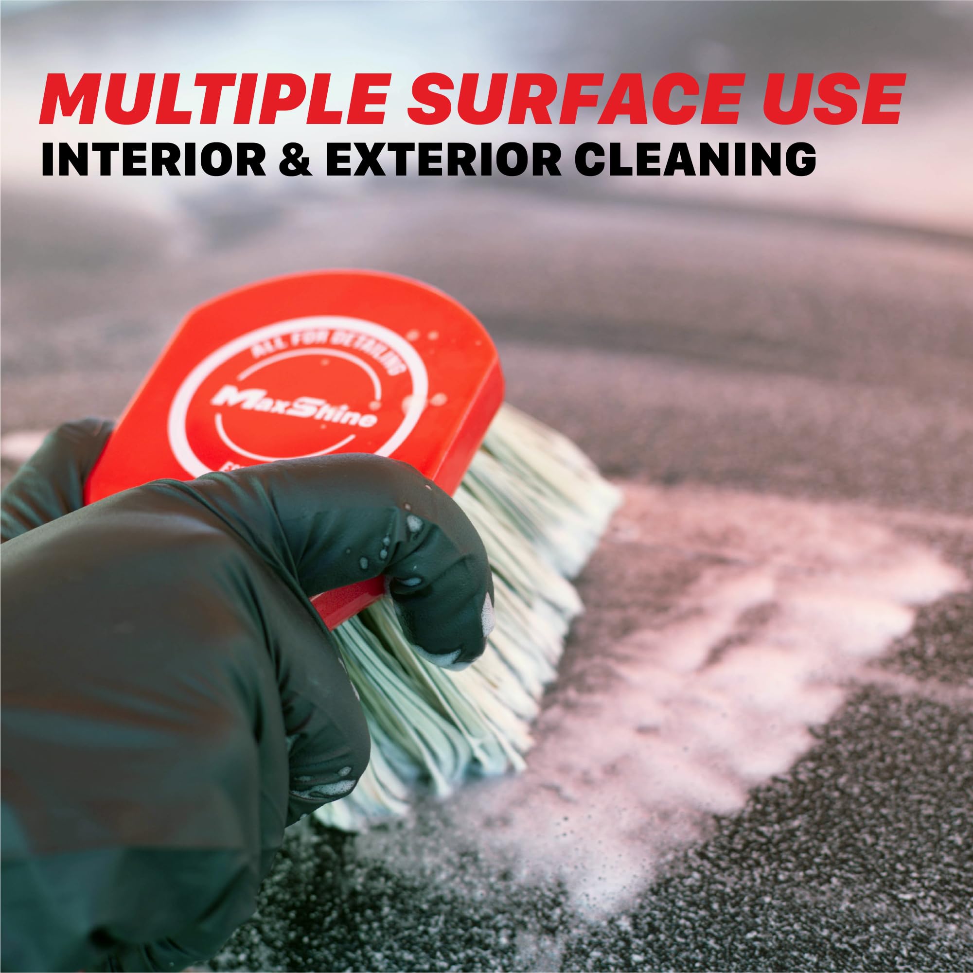 Maxshine Wheel & Body Universal Cleaning Brush | Medium-Duty Car Detailing Brush with Strong High-Density Bristles | Ideal for Wheels, Tires, Engines & Exterior Surfaces | Auto Detailing Accessory
