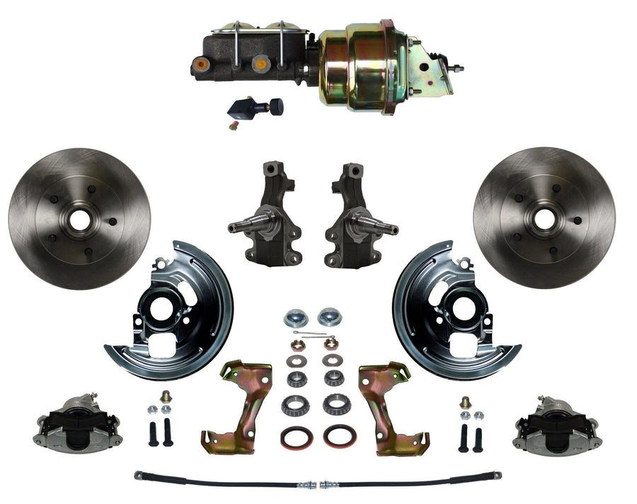 Front Disc Brake Conversion Kit Leed Brakes 2" Drop Spindle With 7" Dual Zinc Booster Cast Iron M/C Adjustable Proportioning Valve