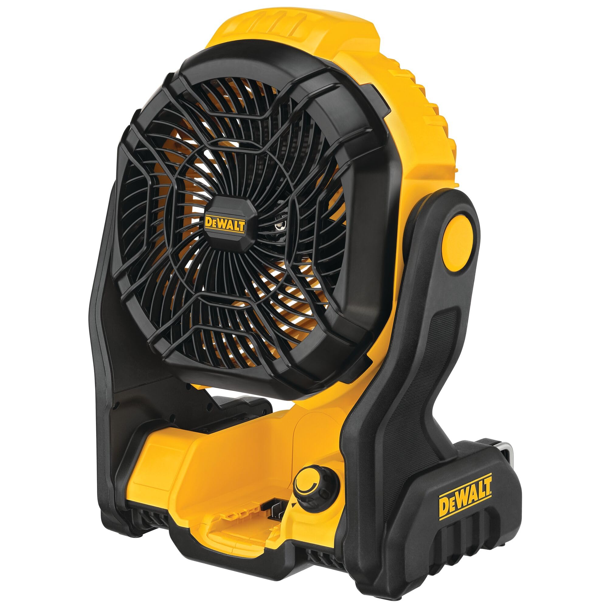 DEWALT Portable Fan 20V MAX, Battery Powered Rechargeable Cordless Shop Fan, Up to 4.5 Hrs Runtime, Variable Speed, 650 CFM, Tool Only (DCE512B)