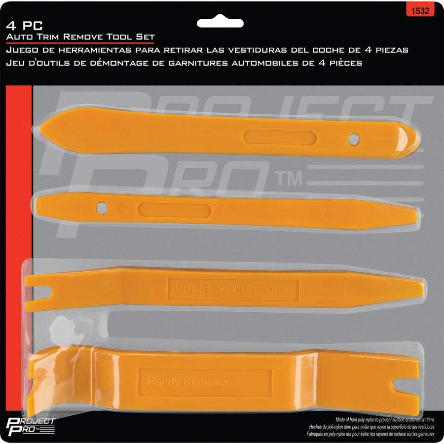 4-Pc. Performance Tool Auto Trim Removal Tool Set, Poly-Nylon, V-Notch and Straight Trim Tools, Yellow