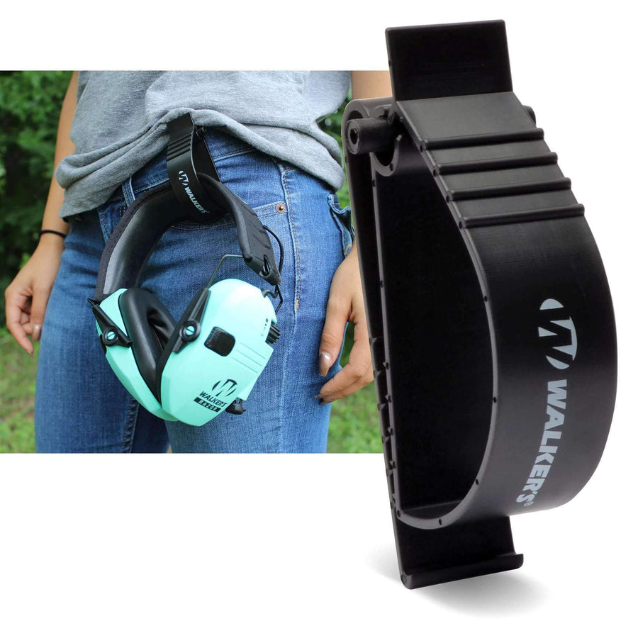 Walker's Universal Hands-Free Carry Durable Molded Polymer Hunting Range Shooting Earmuffs, Safety Glasses & Accessories Pocket Waistband Belt Clip Holder