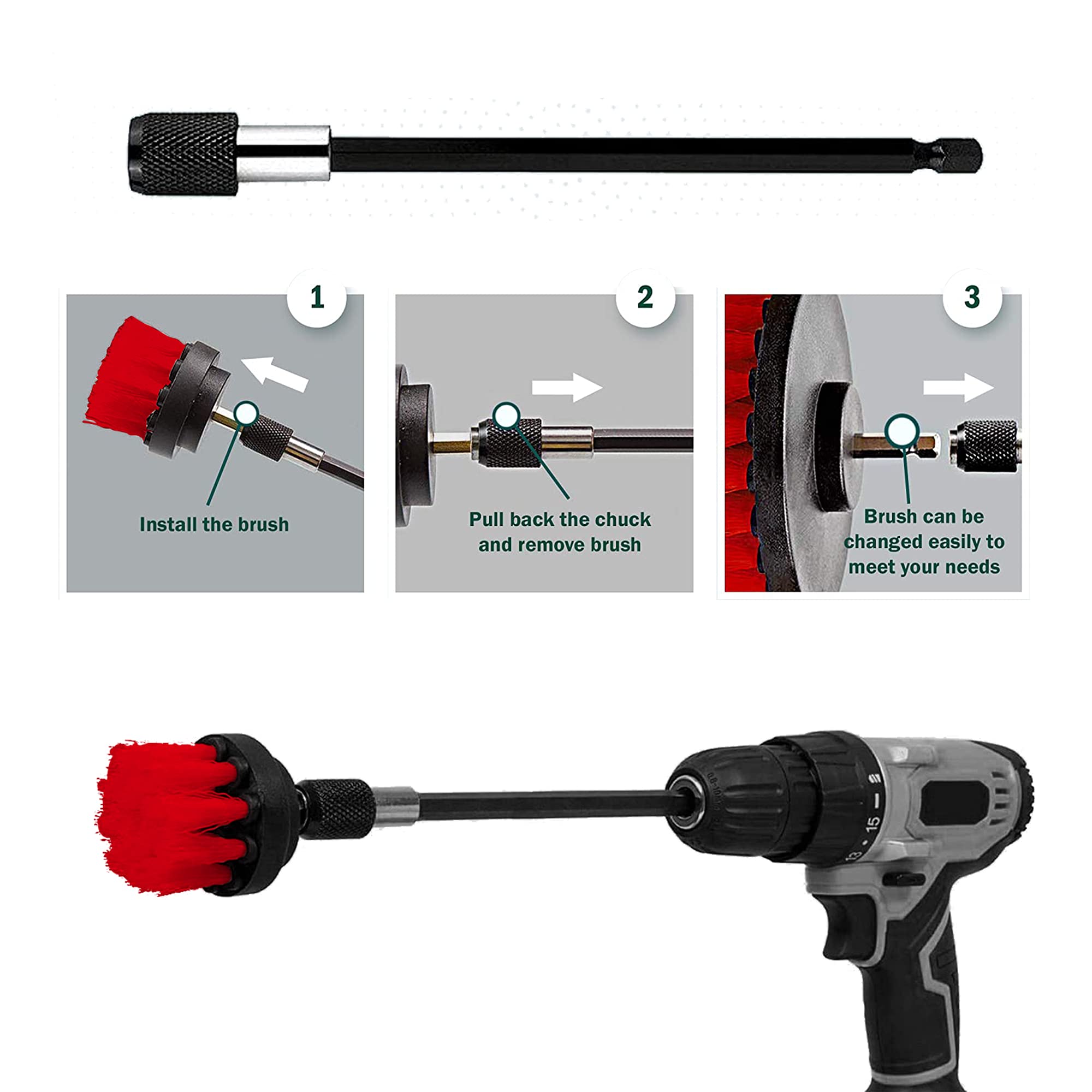 Maxshine Drill Extension Detailing | 6" Alloy Steel, Long-Reach, Chemical-Resistant | Magnetic Slip Joint, Fits Most Drill Brushes | Extended Access for Interior & Wheel Cleaning