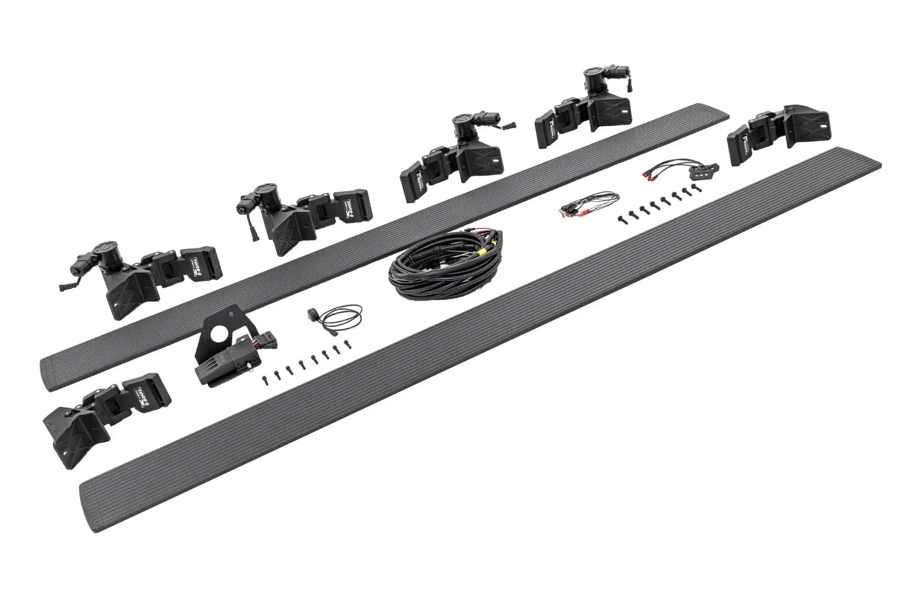 Rough Country Power Running Boards with LED Step Lights for Titan Nissan (2017-2024) - Dual Motor Electric Powerstep Board & Retractable Truck Steps
