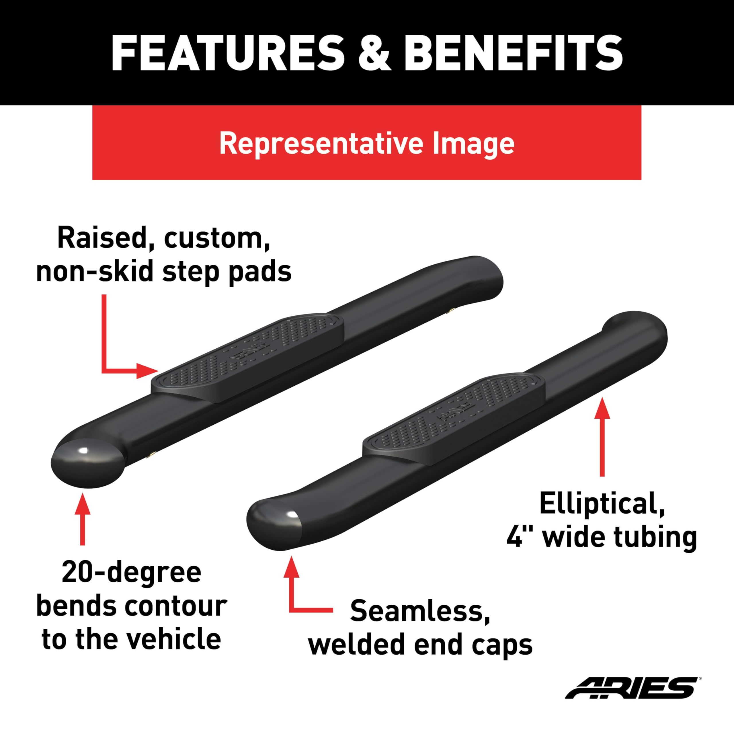 4-Inch Oval Black Steel ARIES Nerf Bars, Fits Select Ford Bronco 2-Door