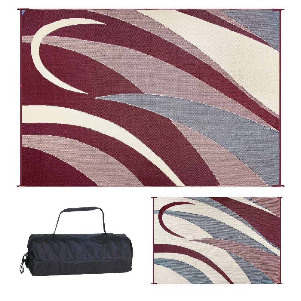 Camping Stylish GA5 Burgundy/Black 8-Feet x 12-Feet Graphic Reversible Mat
