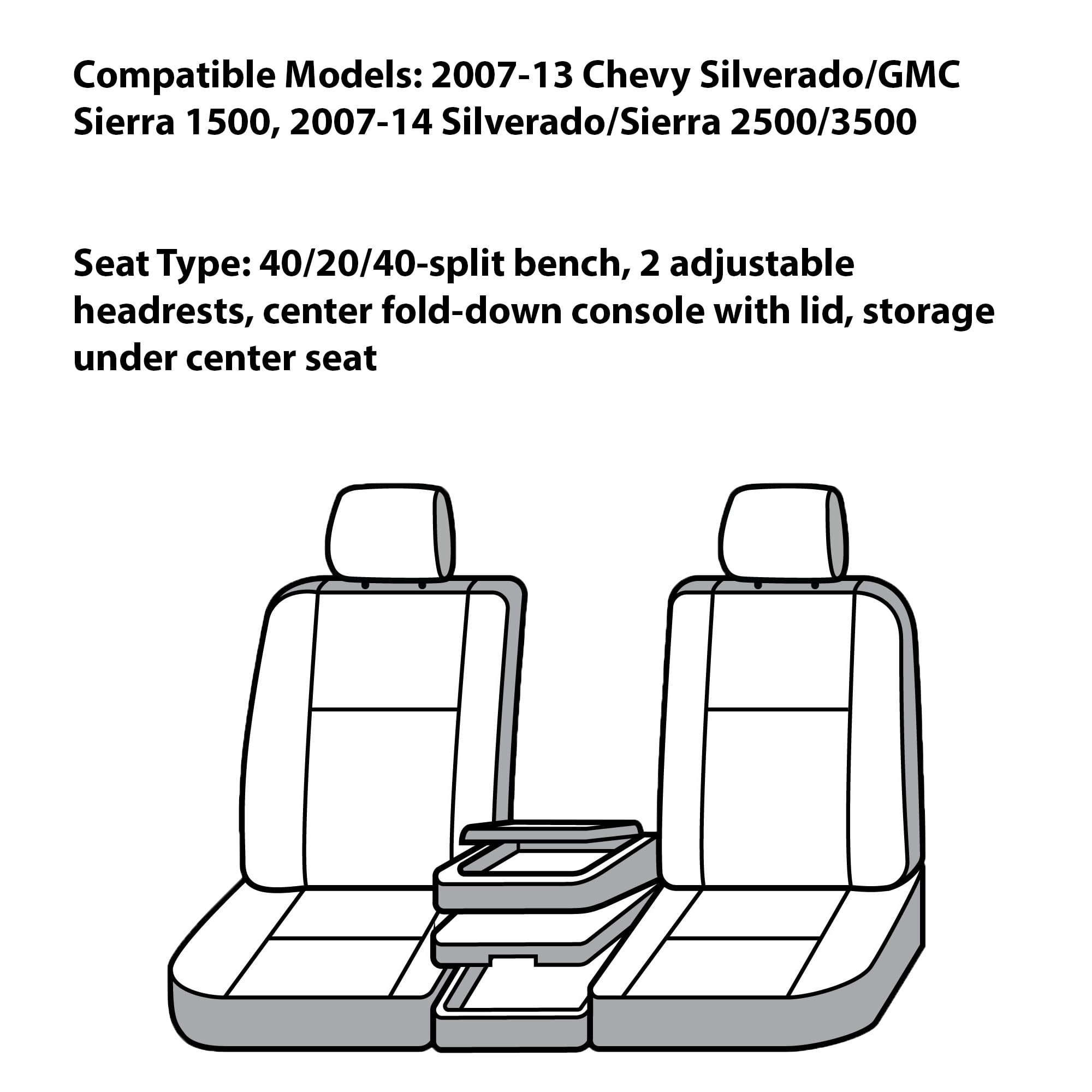 Covercraft Custom Seat Covers Carhartt SeatSaver | Fits 2007-2013 Chevrolet Silverado/GMC Sierra 1500, 2007-2014 Silverado/Sierra 2500/3500 | 1st Row 40/20/40 Bench Seat, Duck Weave Gravel