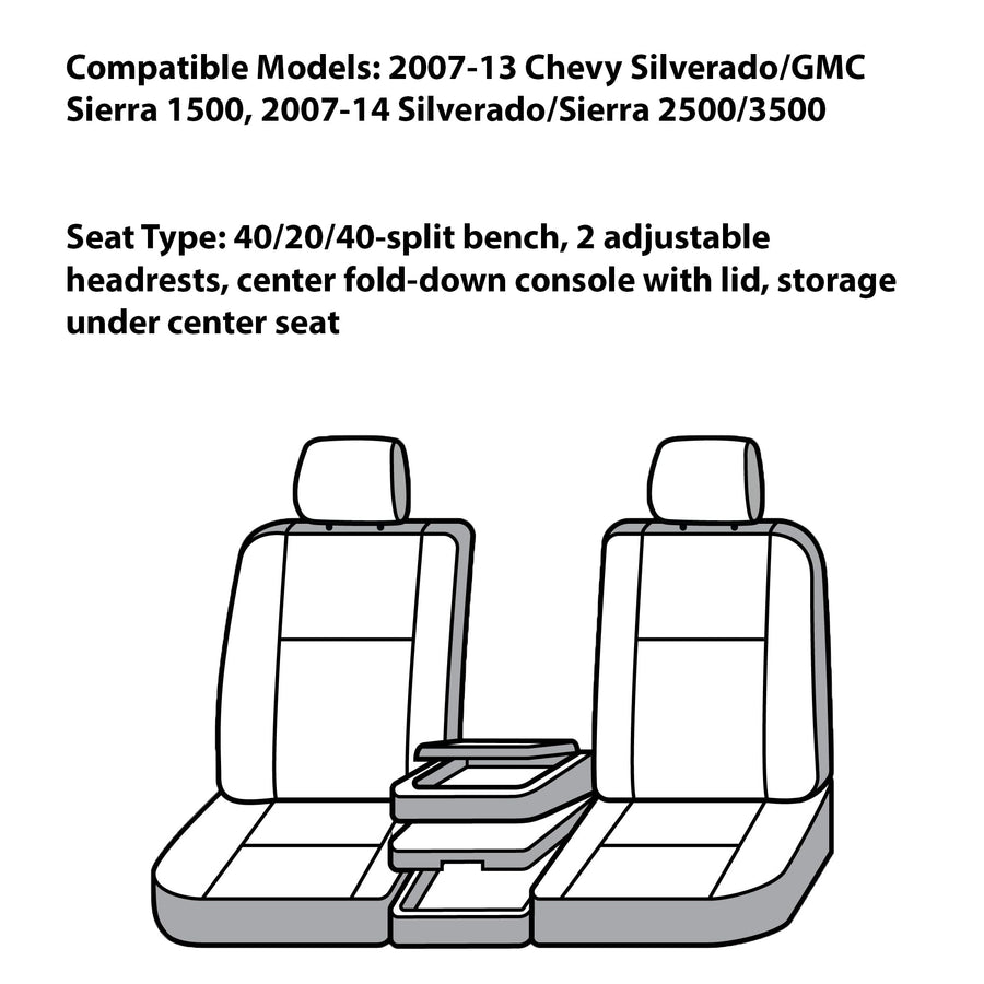 Covercraft Custom Seat Covers Carhartt SeatSaver | Fits 2007-2013 Chevrolet Silverado/GMC Sierra 1500, 2007-2014 Silverado/Sierra 2500/3500 | 1st Row 40/20/40 Bench Seat, Duck Weave Gravel