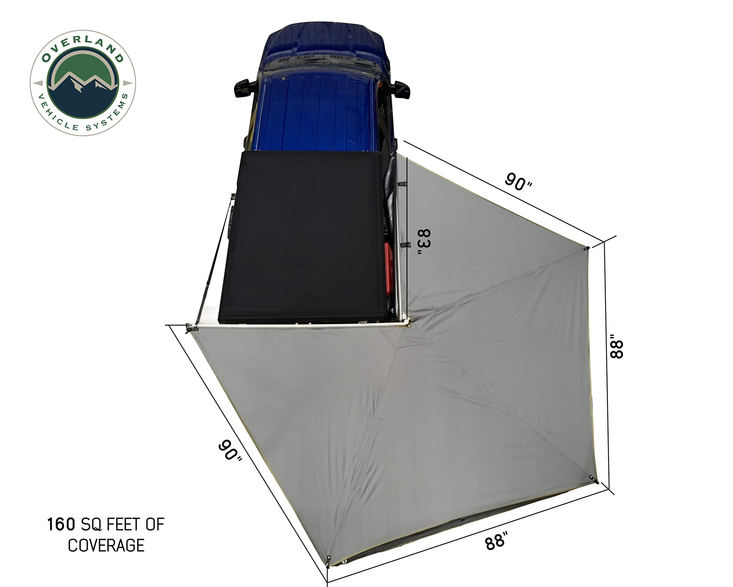 Overland Vehicle Systems Passengers Side HD Nomadic 270 LT Awning | Dark Grey | Includes Black Travel Cover | 19569907