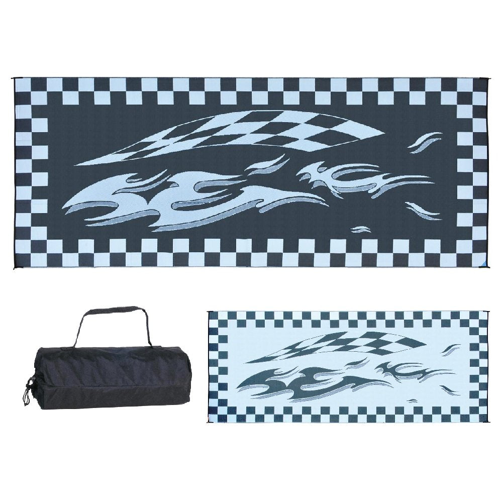 Camping Stylish HC1 Black/Flag 8' x 20' Checkered Mat