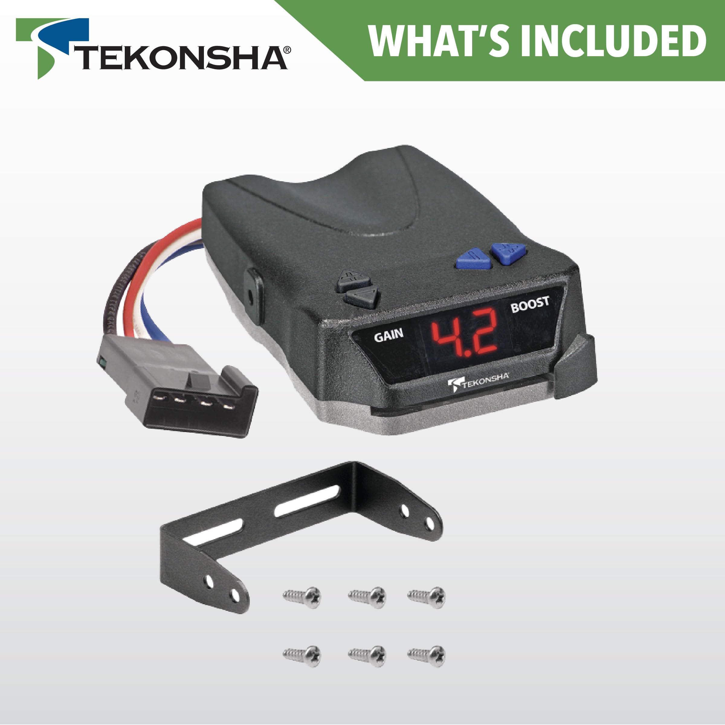 Tekonsha Brake-EVN Proportional Brake Controller for Trailers with 1-4 Axles, Compatible with GM, Ford, Chevy, Dodge, RAM, Toyota. Wiring Harness is NOT Included.