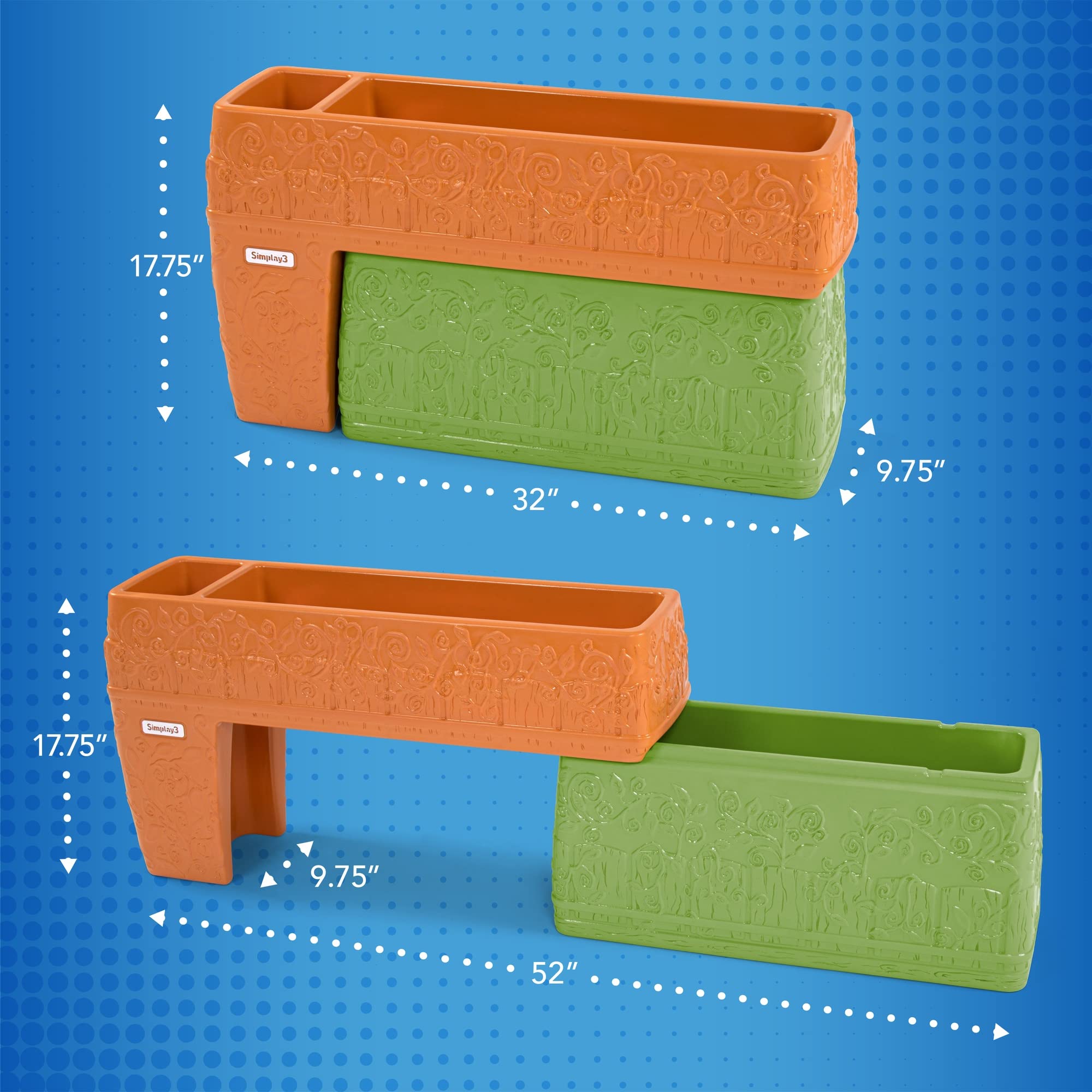 Simplay3 Two-Level Seed to Sprout Slide and Store Planter, Multi-Level Tiered Planter for Outdoor Gardening, Made in USA