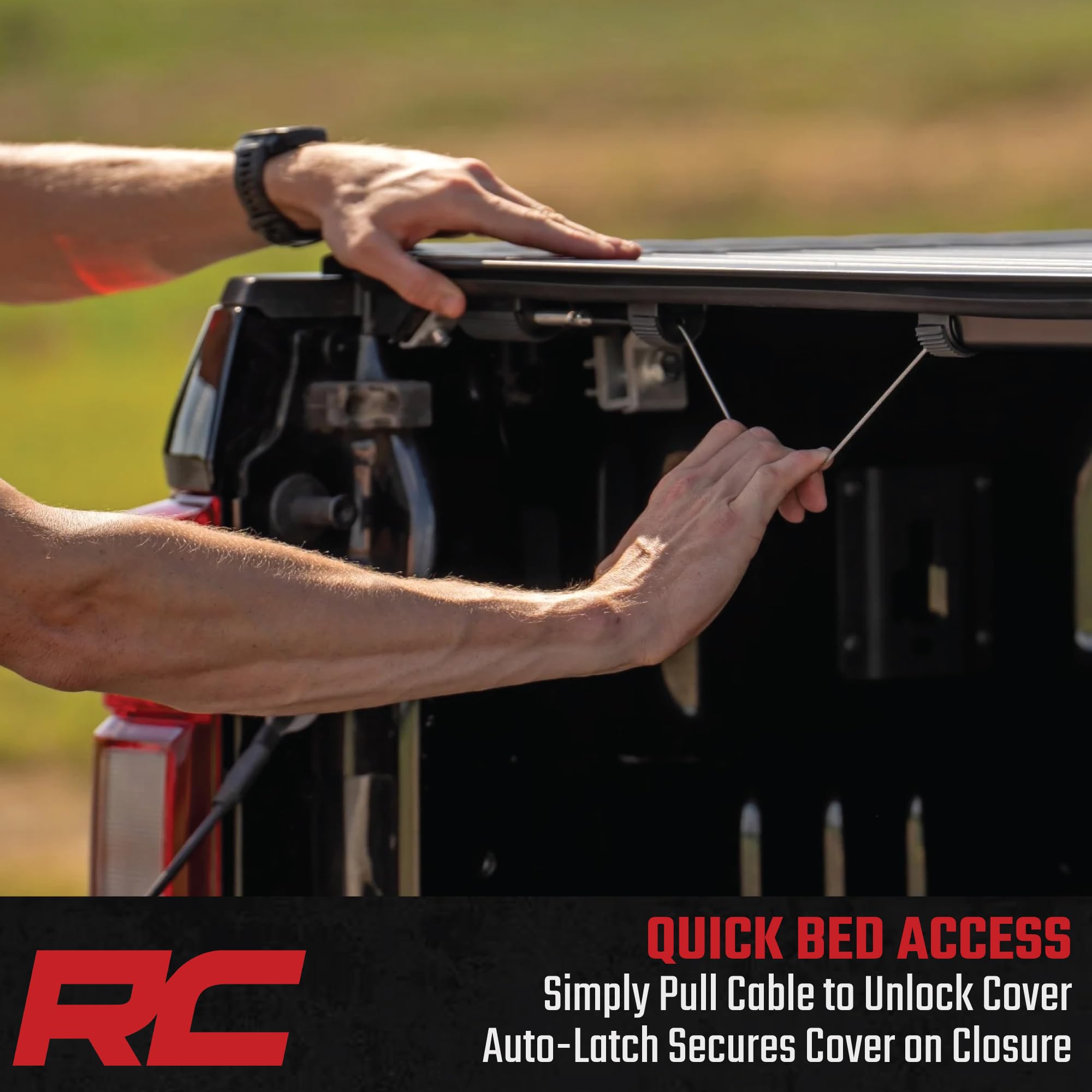 Rough Country Tonneau Cover Hard Roll-Up for Chevy Silverado & GMC Sierra 1500 (2019-2026) - Aluminum Truck Bed Cover, Fits 5'10 Bed Short Bed