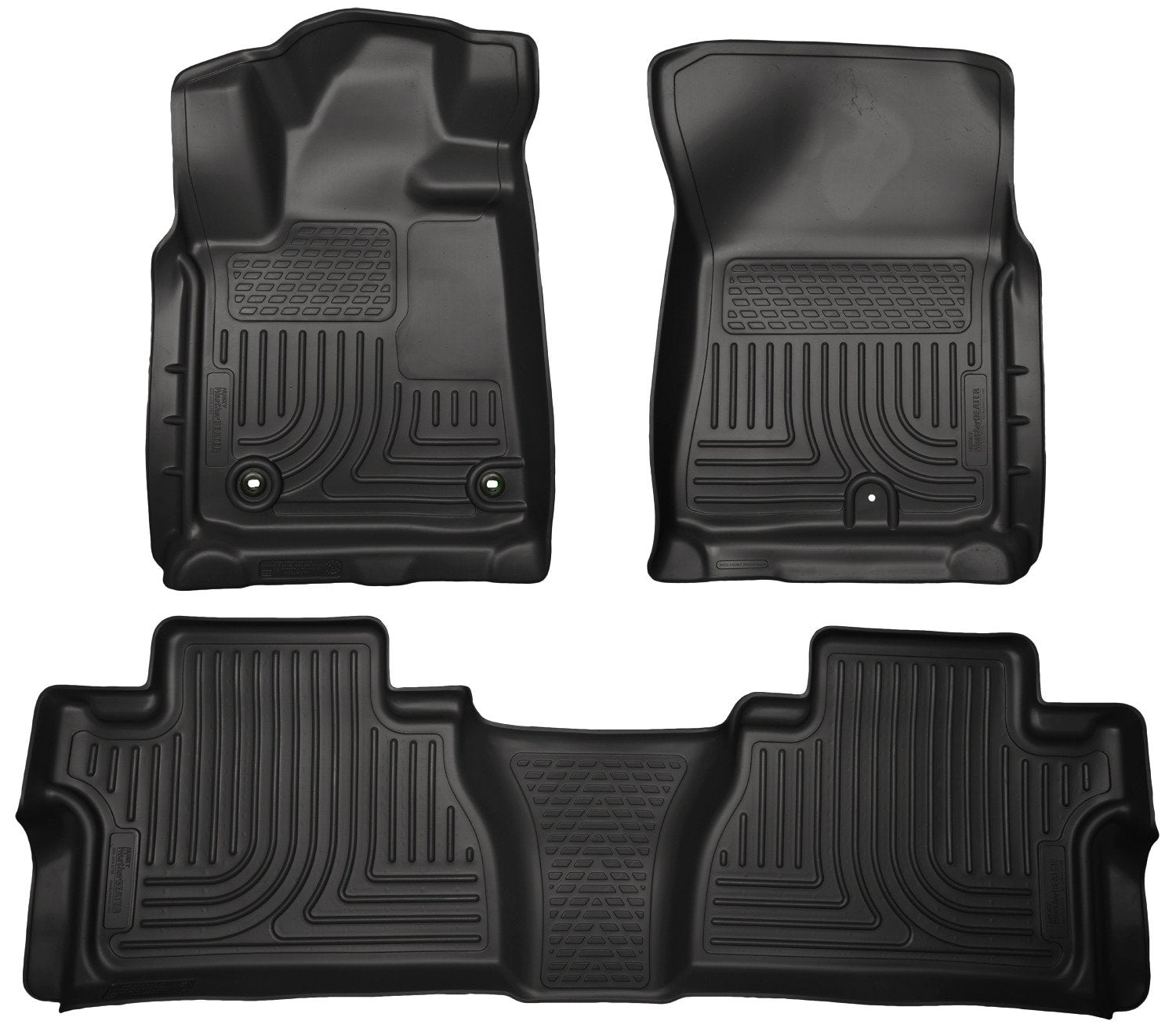 Weatherbeater Husky Liners Floor Mats | Fits 2014-2021 Toyota Tundra, CREWMAX CAB ONLY (Footwell Coverage) | Front & 2nd Row, 3-pc Black - 99581