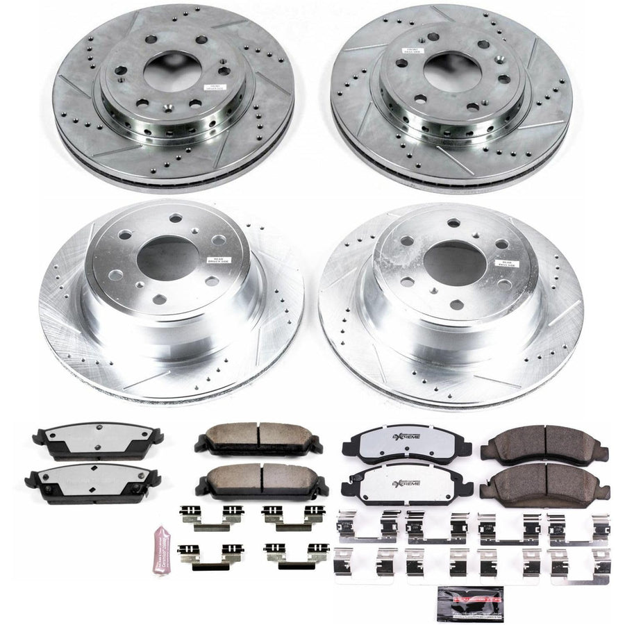 Power Stop Brake Kit Front and Rear For 2007 2008 2009 2010 2011 2012 2013 2014 Chevrolet Tahoe - Truck & Tow Carbon Fiber Ceramic Pads & Drilled and Slotted Rotors Replacement, K5520-36