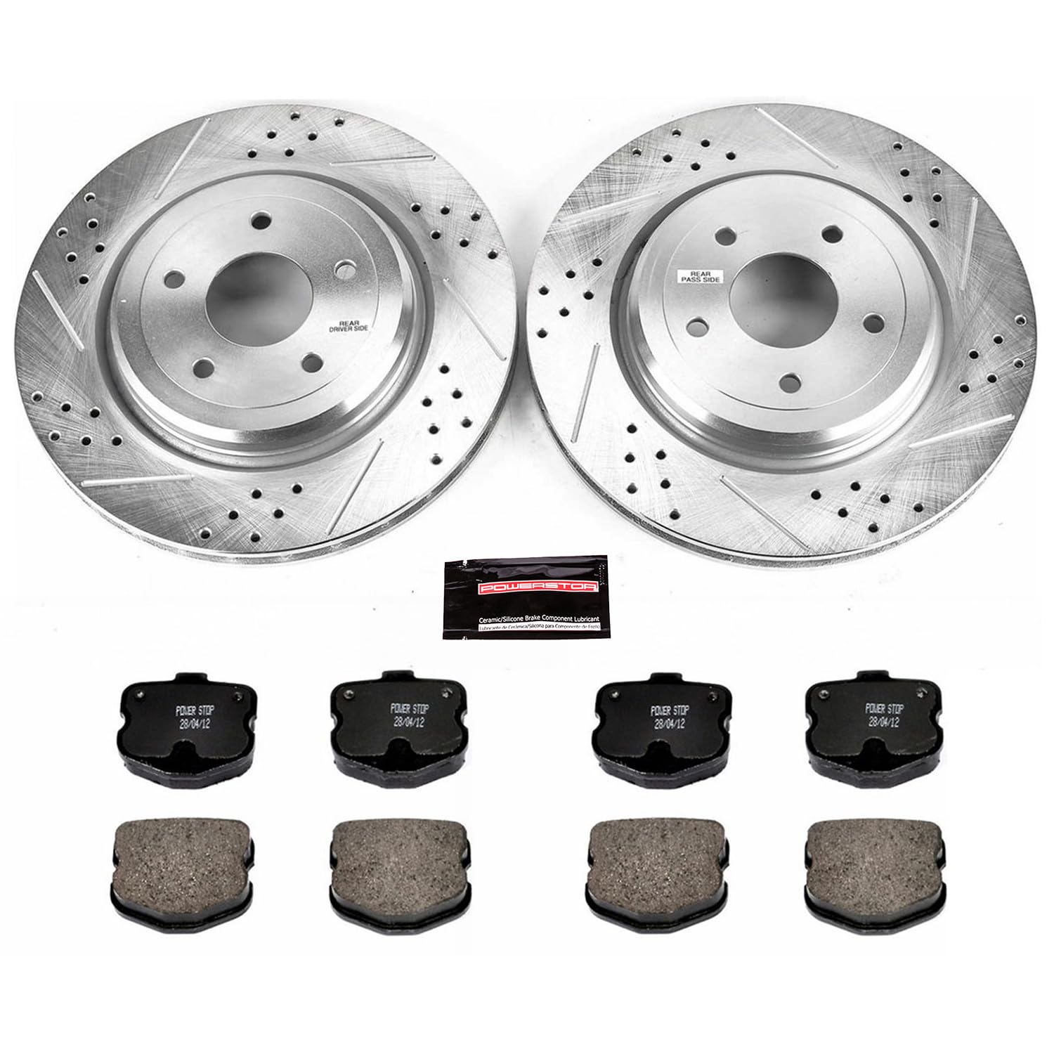 Power Stop K1446 Z23 Carbon Fiber Brake Pads with Drilled & Slotted Brake Rotors Kit For Chevrolet Corvette 2006-2013 [Vehicle Specific]