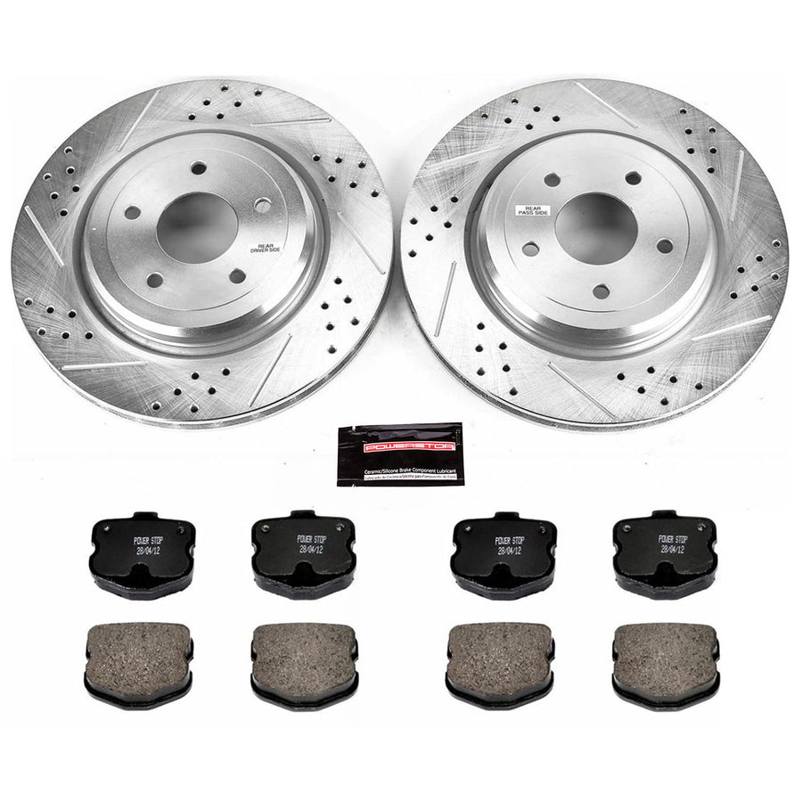 Power Stop K1446 Z23 Carbon Fiber Brake Pads with Drilled & Slotted Brake Rotors Kit For Chevrolet Corvette 2006-2013 [Vehicle Specific]