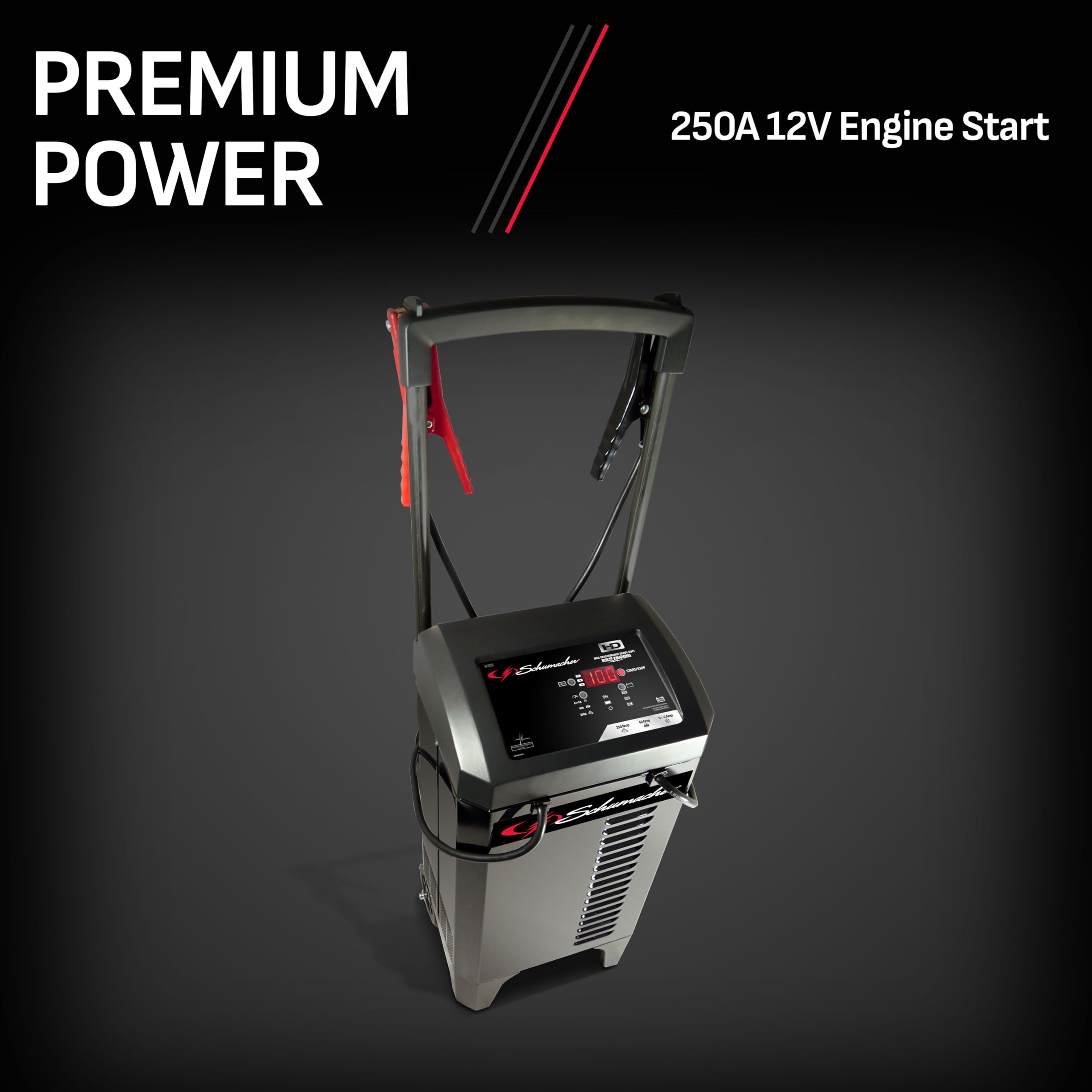 Schumacher Electric Automatic Wheeled 6A Car Battery Charger and 250A Engine Starter, 6-in-1 Solution, Maintainer, 40A Boost, for 6V/12V Power Sport, Automotive, and Marine Batteries, SC1325