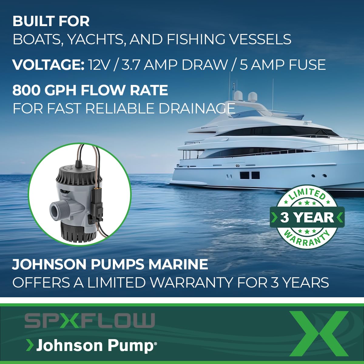 Aqua Void Bilge Pump Johnson Pump - 12V, 800 GPH