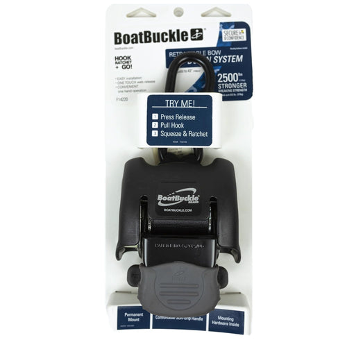 G2 BoatBuckle Retractable Bow Tie-Down (2-Inch x 43-Inch, Black)