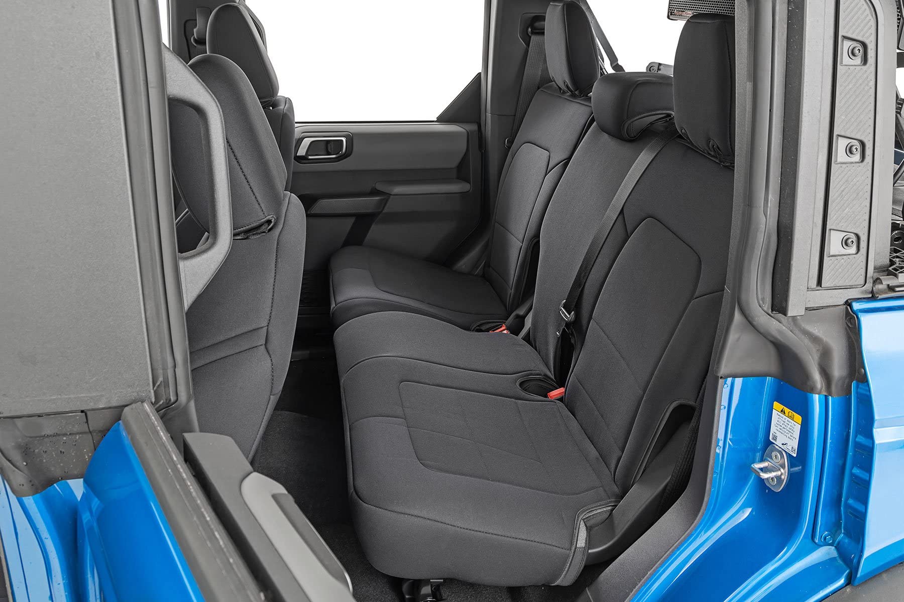 Rough Country Neoprene Seat Covers for 4-Door Ford Bronco (2021-2025 w/No Rear Folding Armrest) - Waterproof & UV Resistant, 4-Layer Protection with Foam Padding, Front & Rear Seat Cover Set
