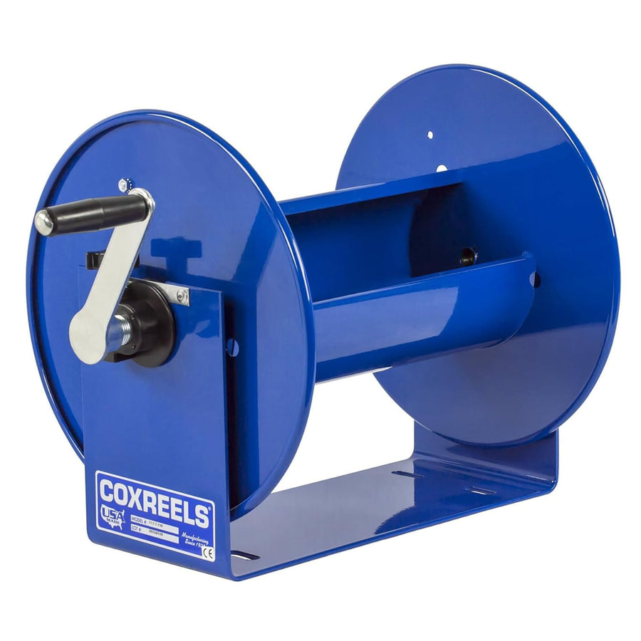 Hand Crank Hose Reel Coxreels 112-3-100 - Heavy-Duty Steel Frame for Stability - Adjustable Tension Brake for Controlled Operation- Fits 3/8 x 100 ft Hose - 12 x 18.25 x 13 inches