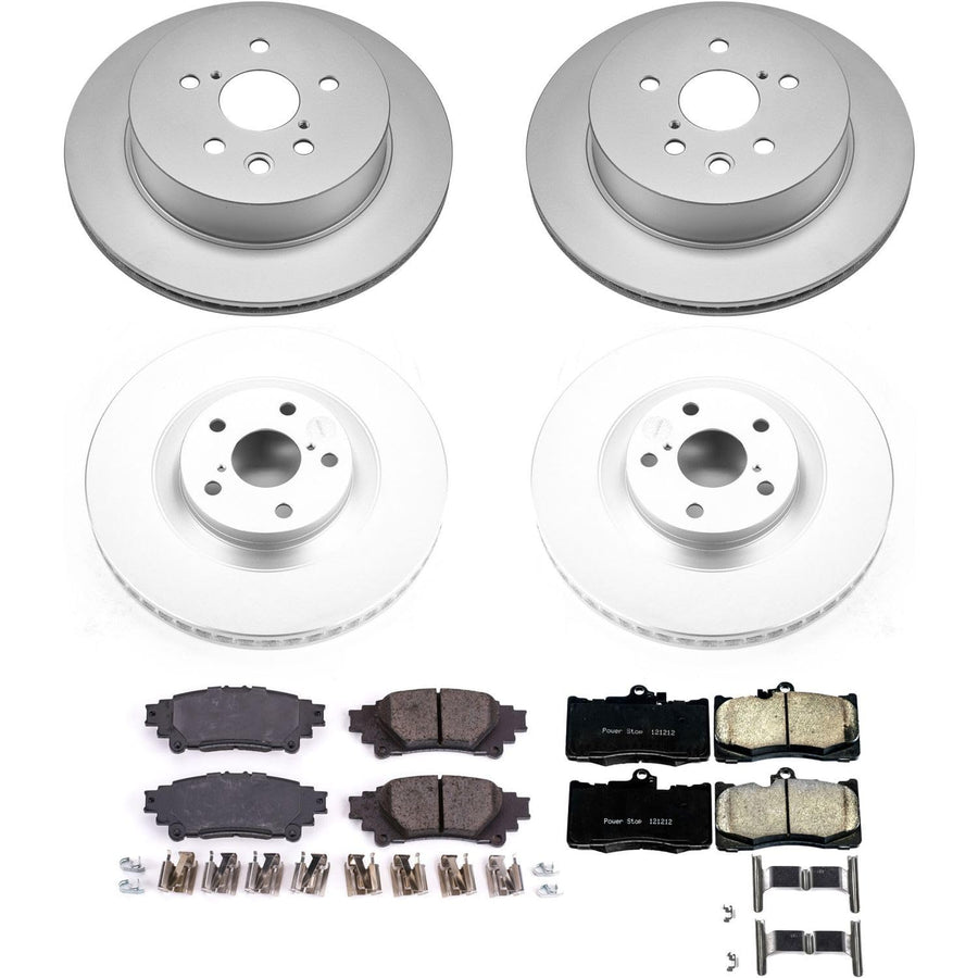 Power Stop CRK6947 Brake Rotor and Coated Ceramic Brake Pads- Front & Rear For Lexus IS350 2014-2015 [Model Specific]