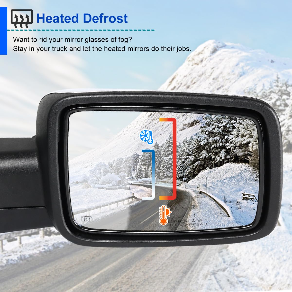 Right Passenger Side Mirror Spec-D Tuning LED Signal Power Heated Compatible with 2013-2019 Dodge Ram 1500