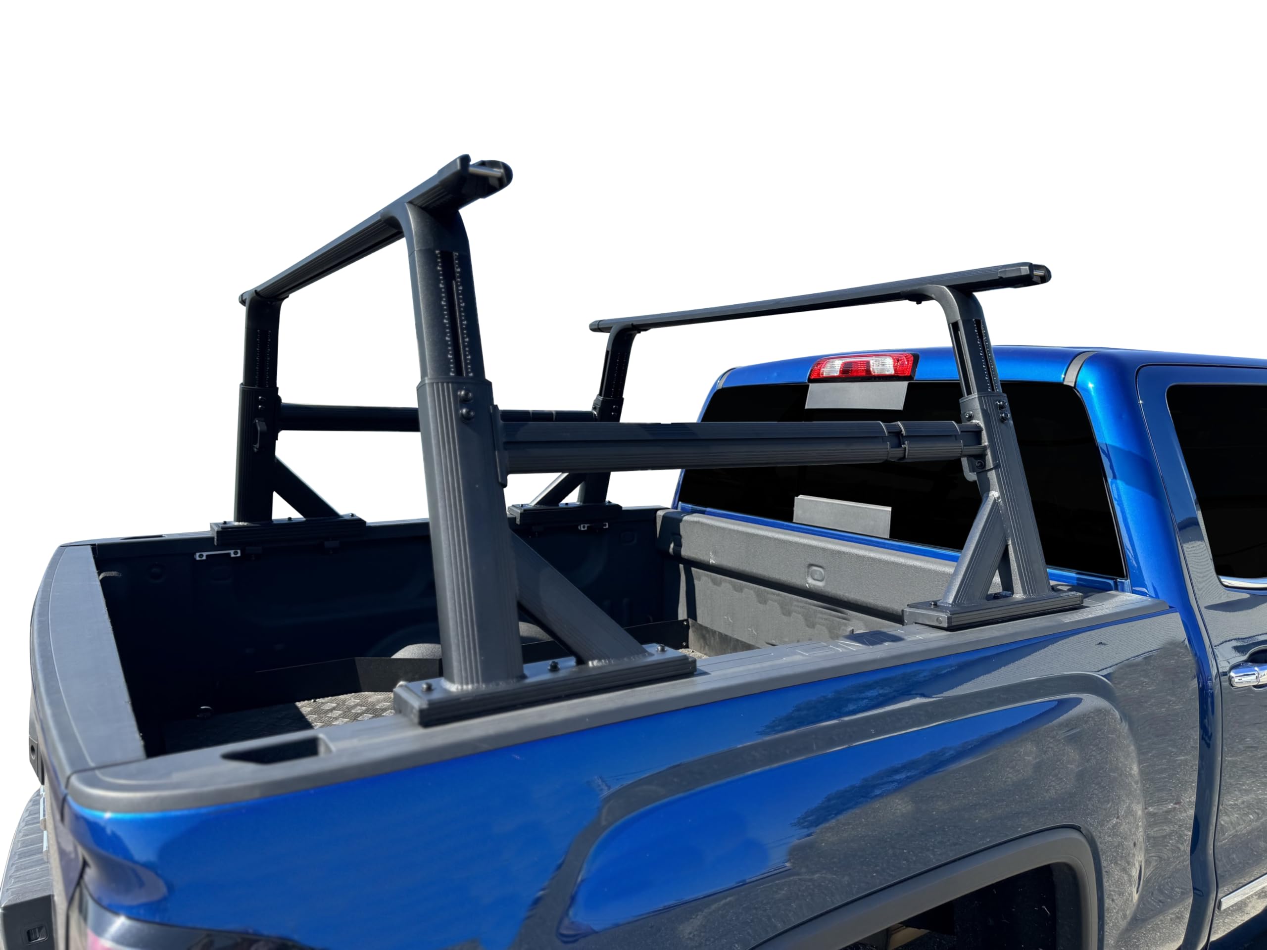 Adjustable Black Horse Spike Bed Rack Compatible with 2005-2024 Sierra and Silverado 1500-2500 HD-3500 HD-F-150-F-250-F-350-F-450-F-550 SD-Dodge Ram 1500-Toyota Tundra-Nissan Titan-WHEN1B
